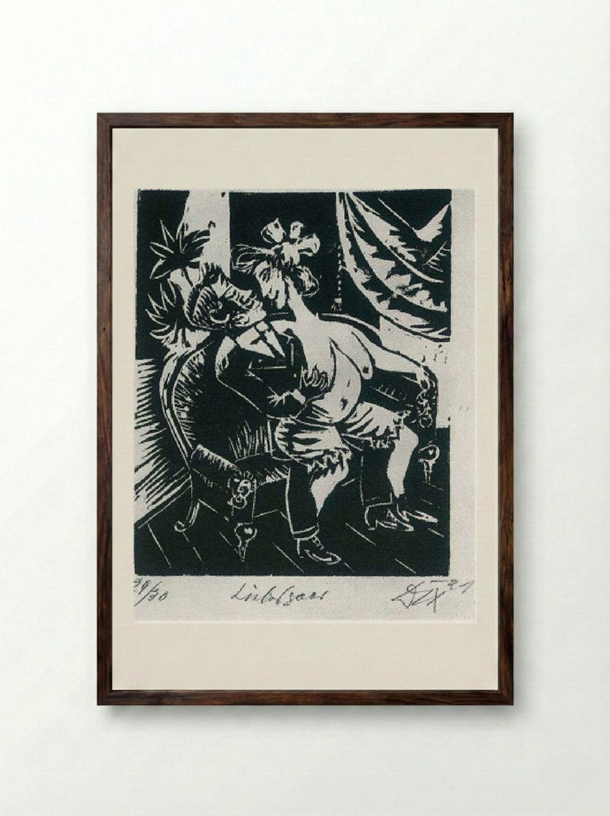 Lovers - Otto Dix - Framed Print Dark Wood