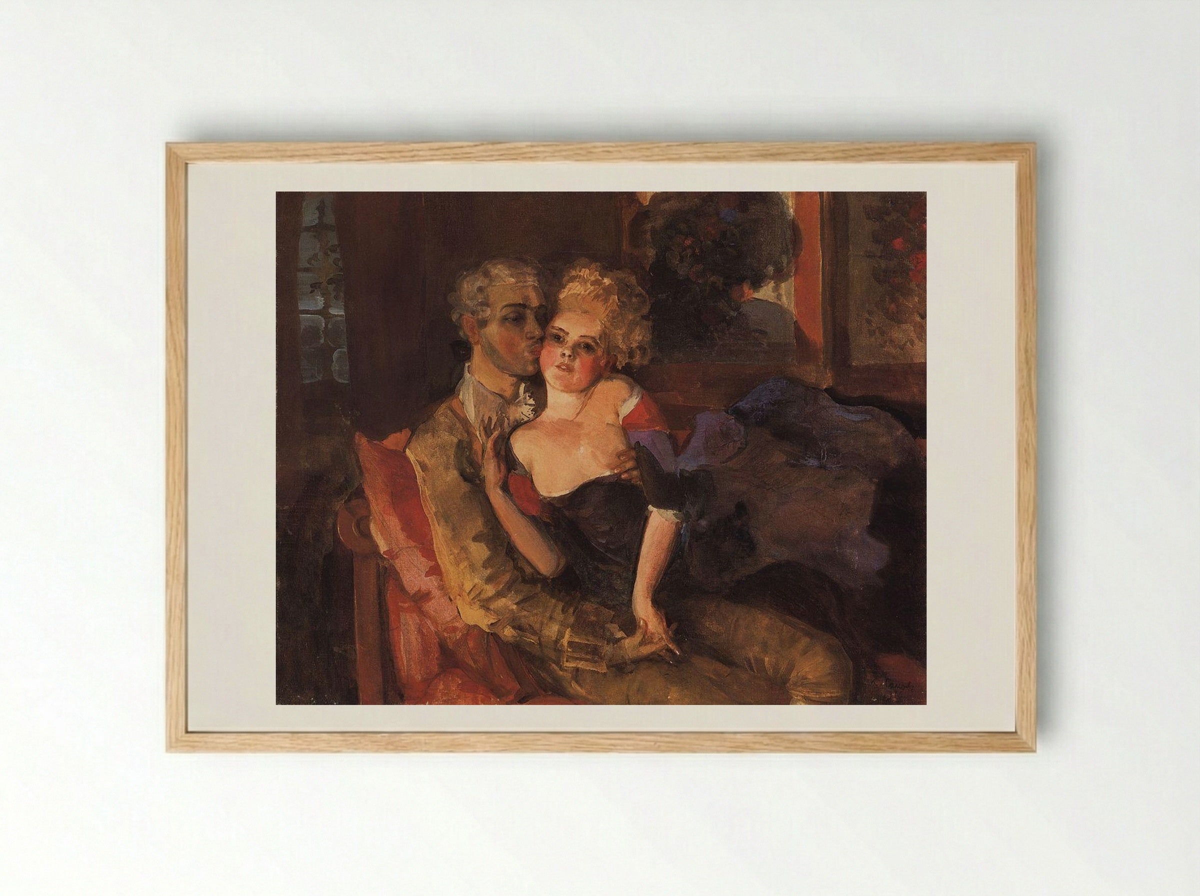 Lovers. Evening - Konstantin Somov - Framed Print Wood