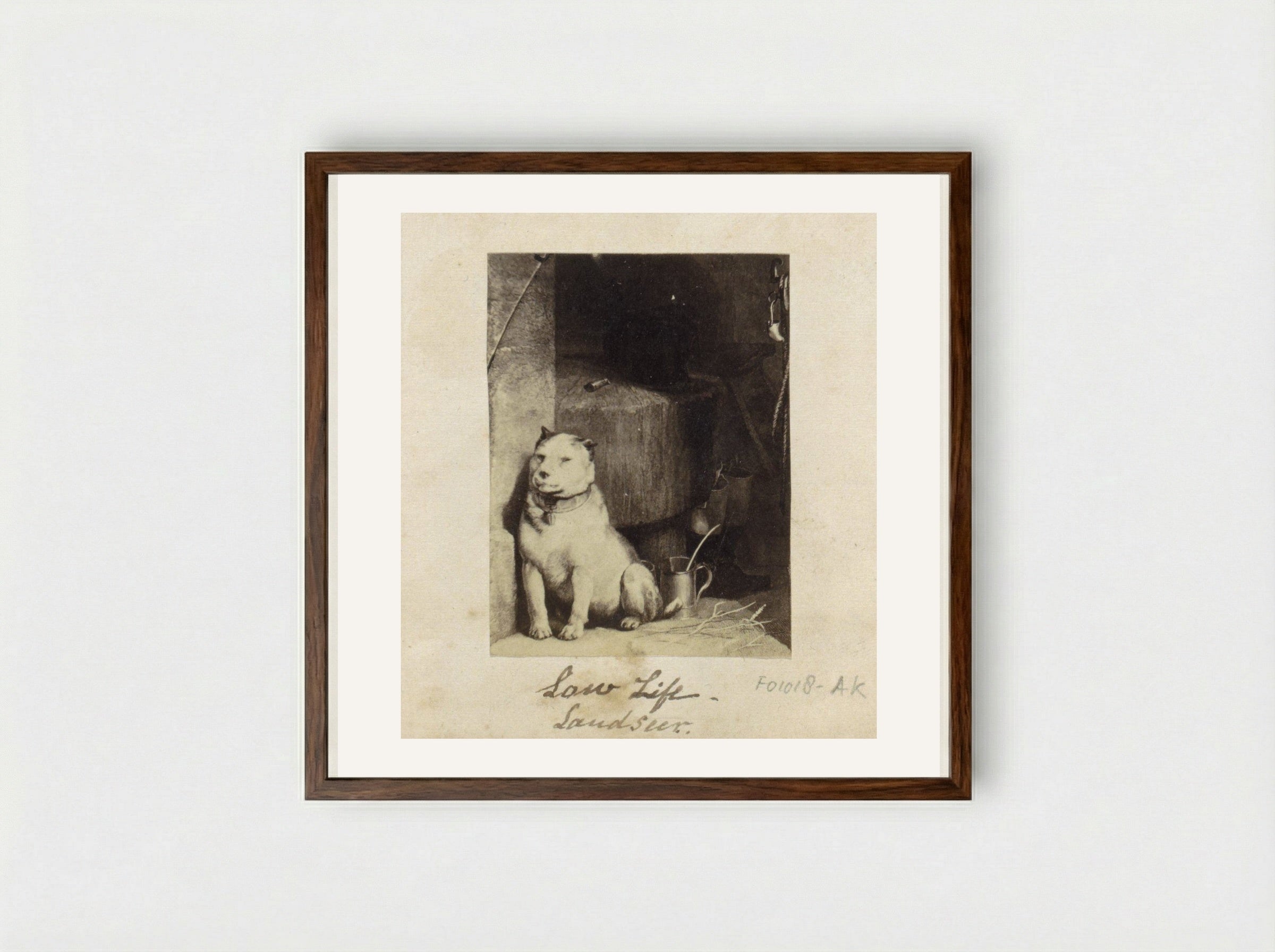 Low Life - Sir Edwin Henry Landseer - Framed Print Dark Wood