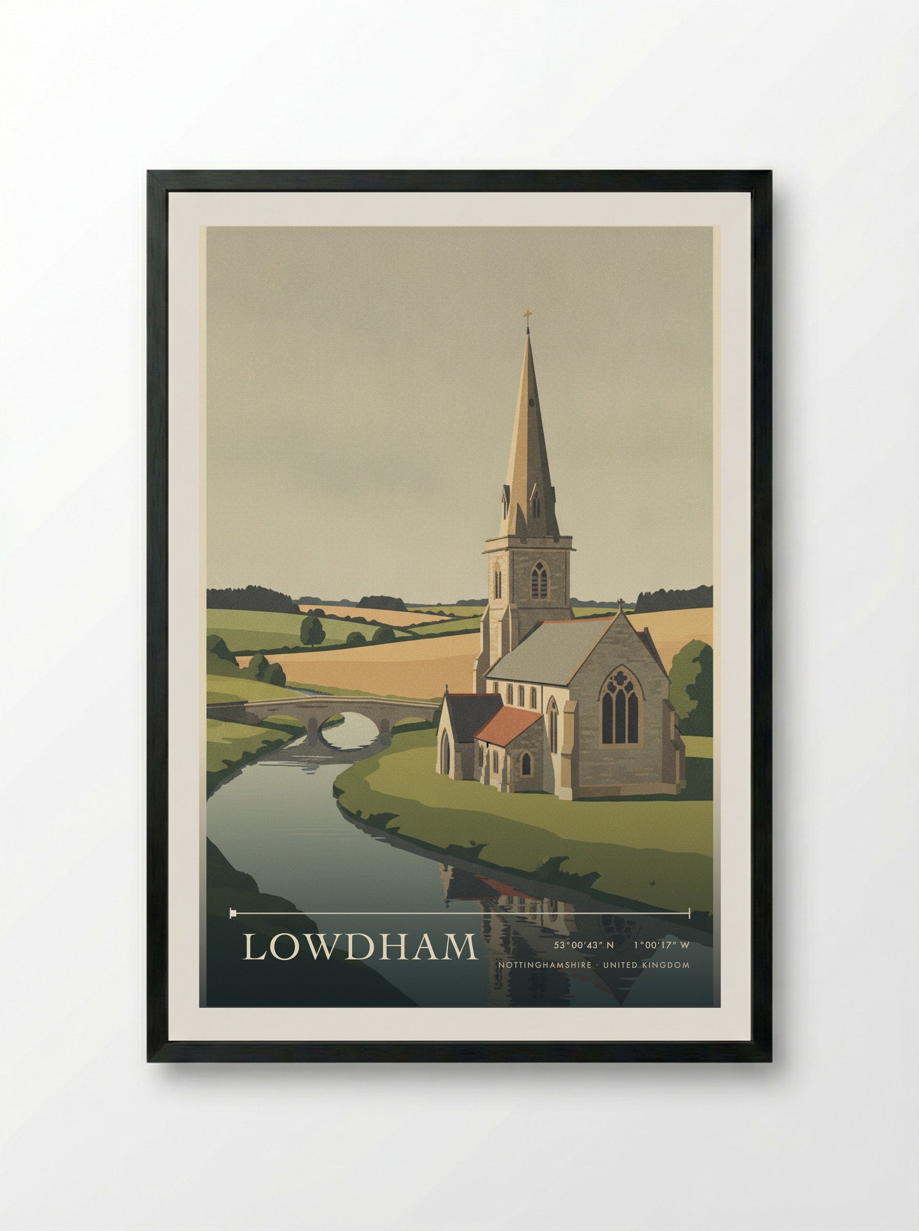 Lowdham Nottinghamshire United Kingdom Travel Poster - Framed Print Black