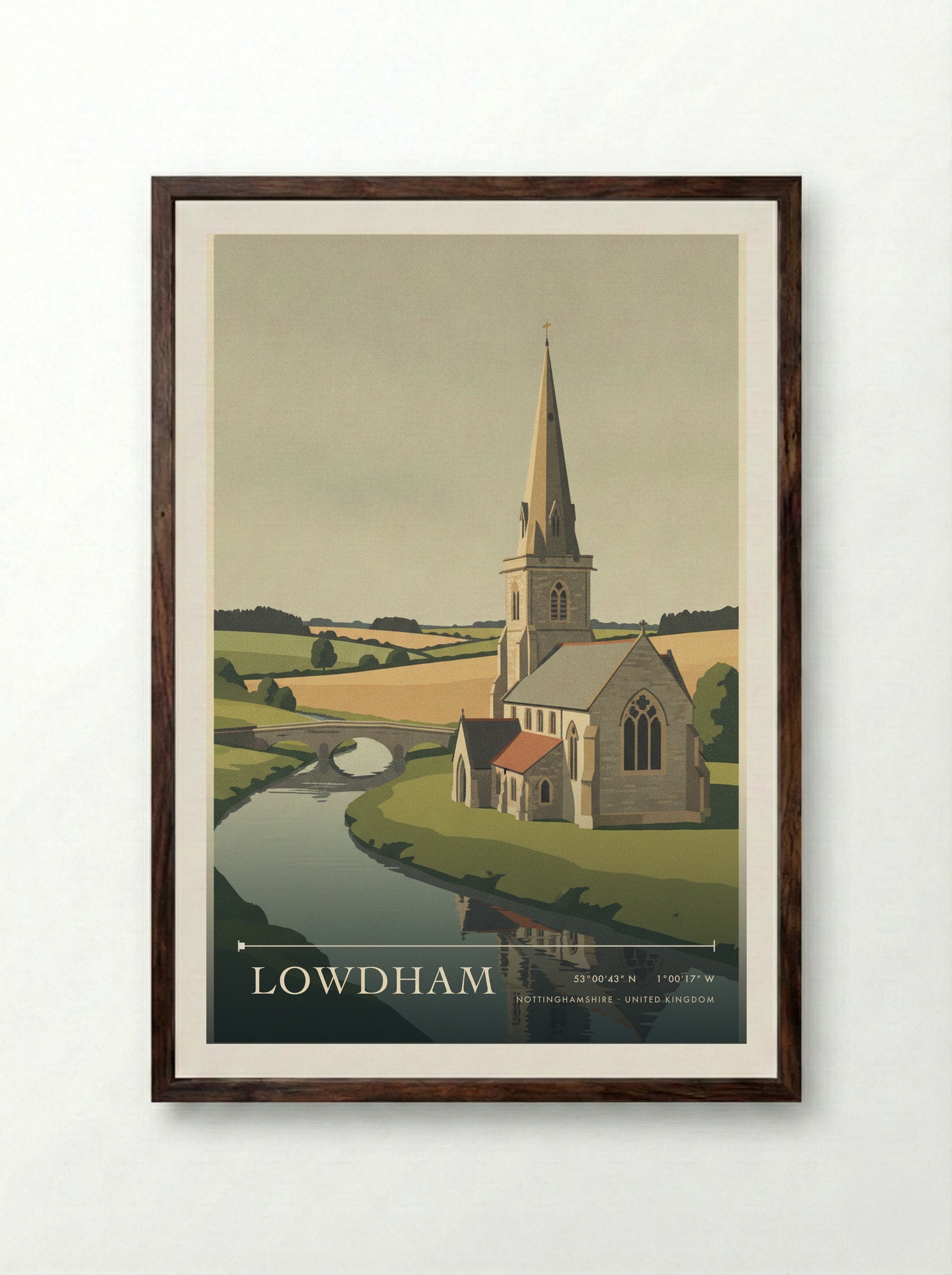 Lowdham Nottinghamshire United Kingdom Travel Poster - Framed Print Dark Wood