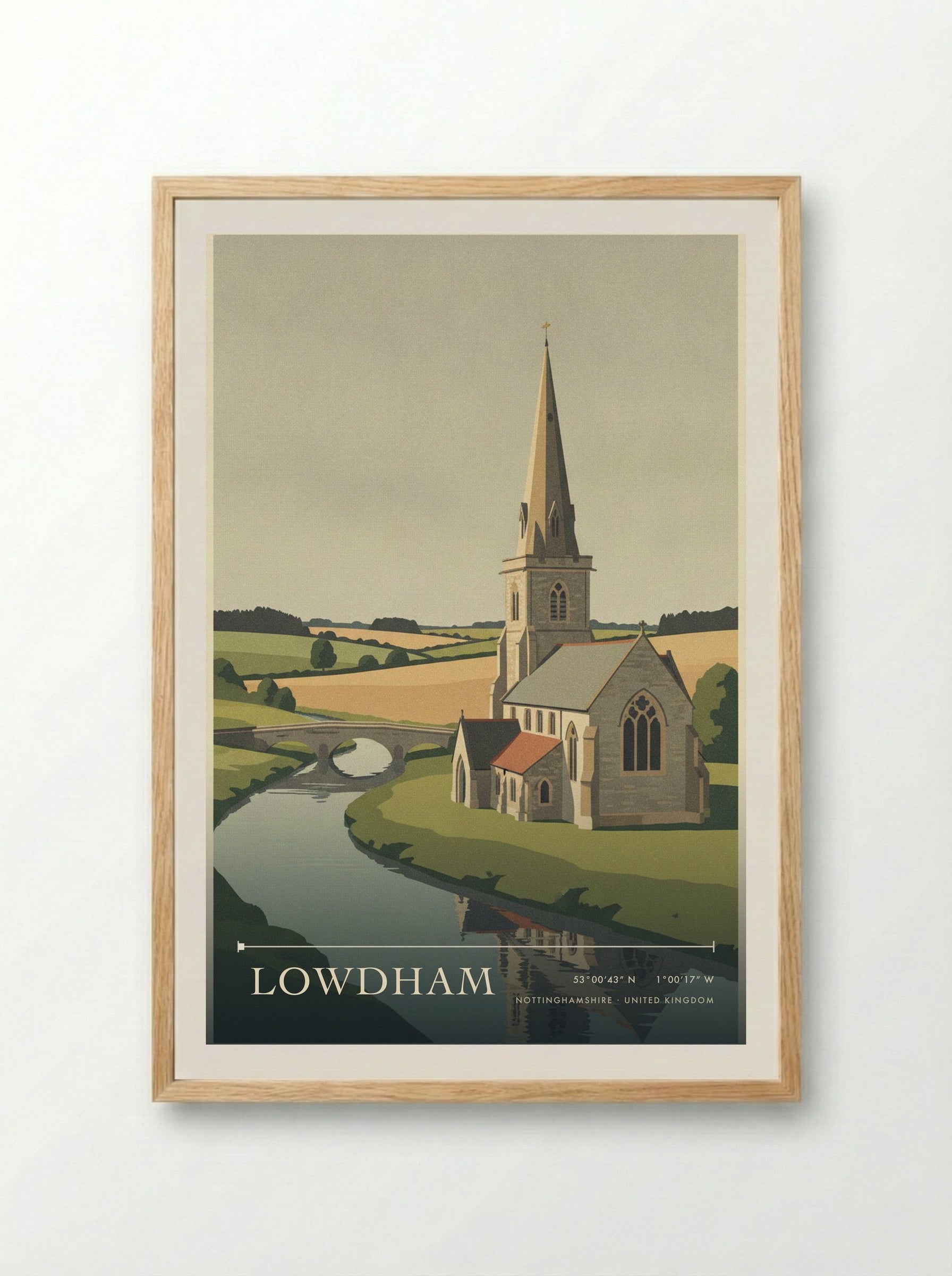 Lowdham Nottinghamshire United Kingdom Travel Poster - Framed Print Wood
