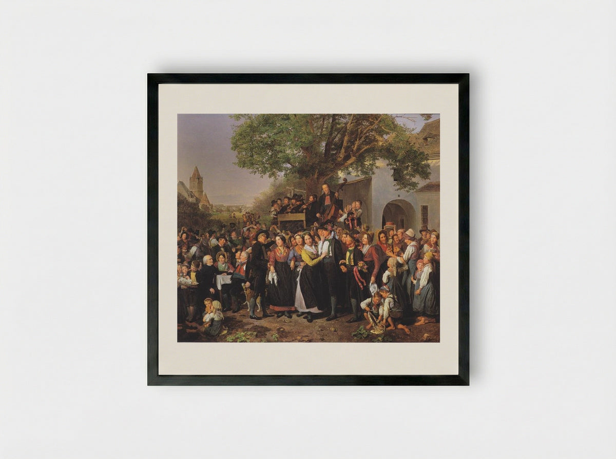 Lower-Austrian Peasant Wedding - Ferdinand Georg Waldmüller - Framed Print Black