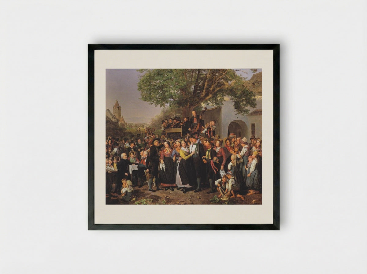 Lower-Austrian Peasant Wedding - Ferdinand Georg Waldmüller - Framed Print Black