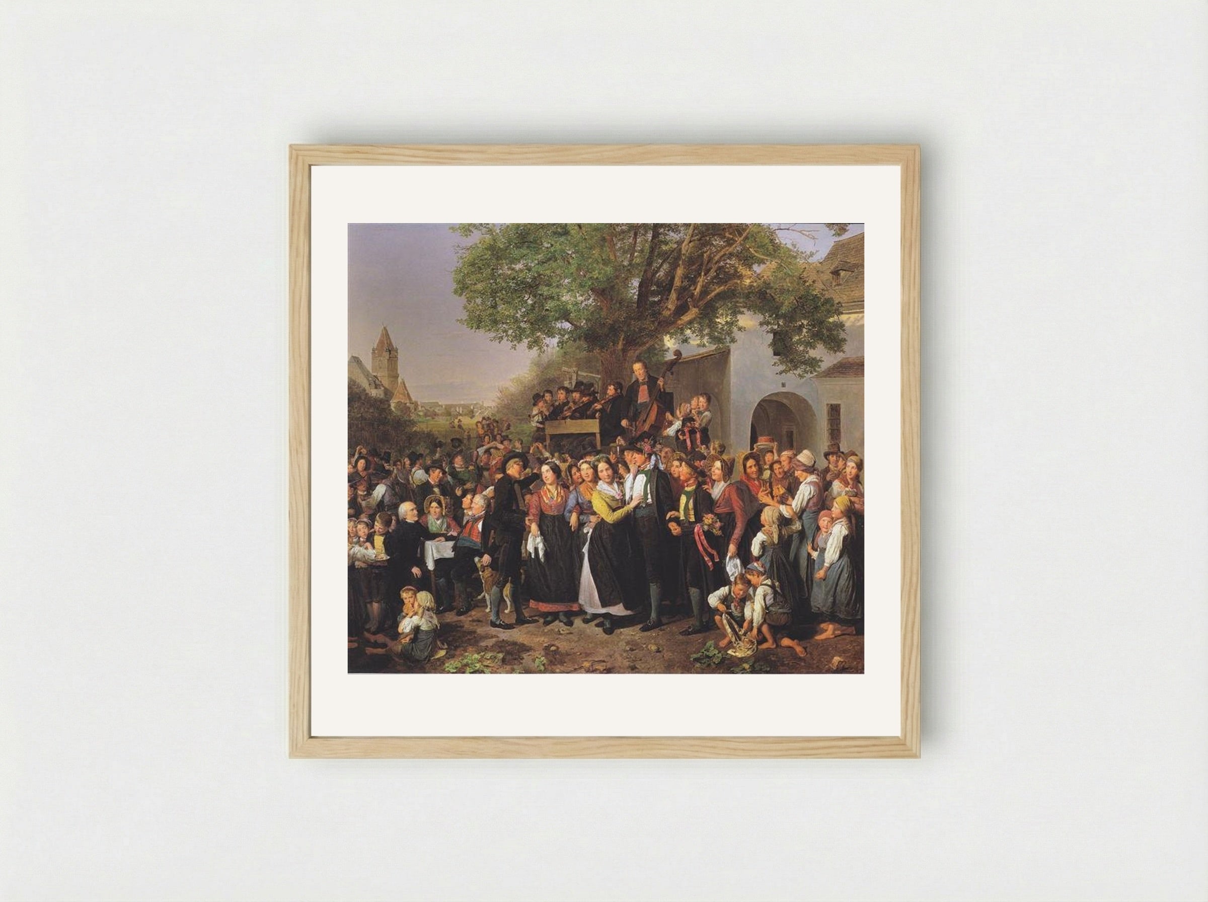Lower-Austrian Peasant Wedding - Ferdinand Georg Waldmüller - Framed Print Wood