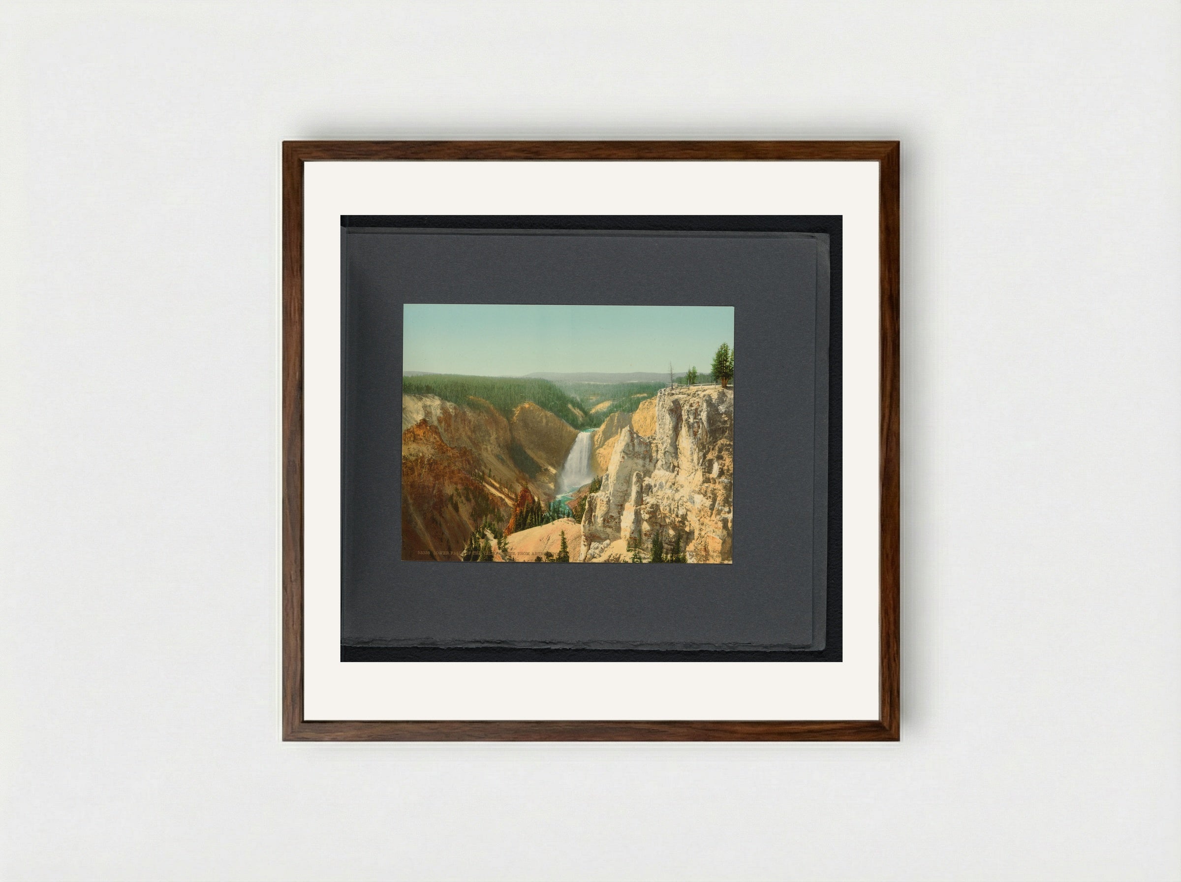 Lower Falls of the Yellowstone, from Artist Point - William Henry Jackson - Framed Print Dark Wood