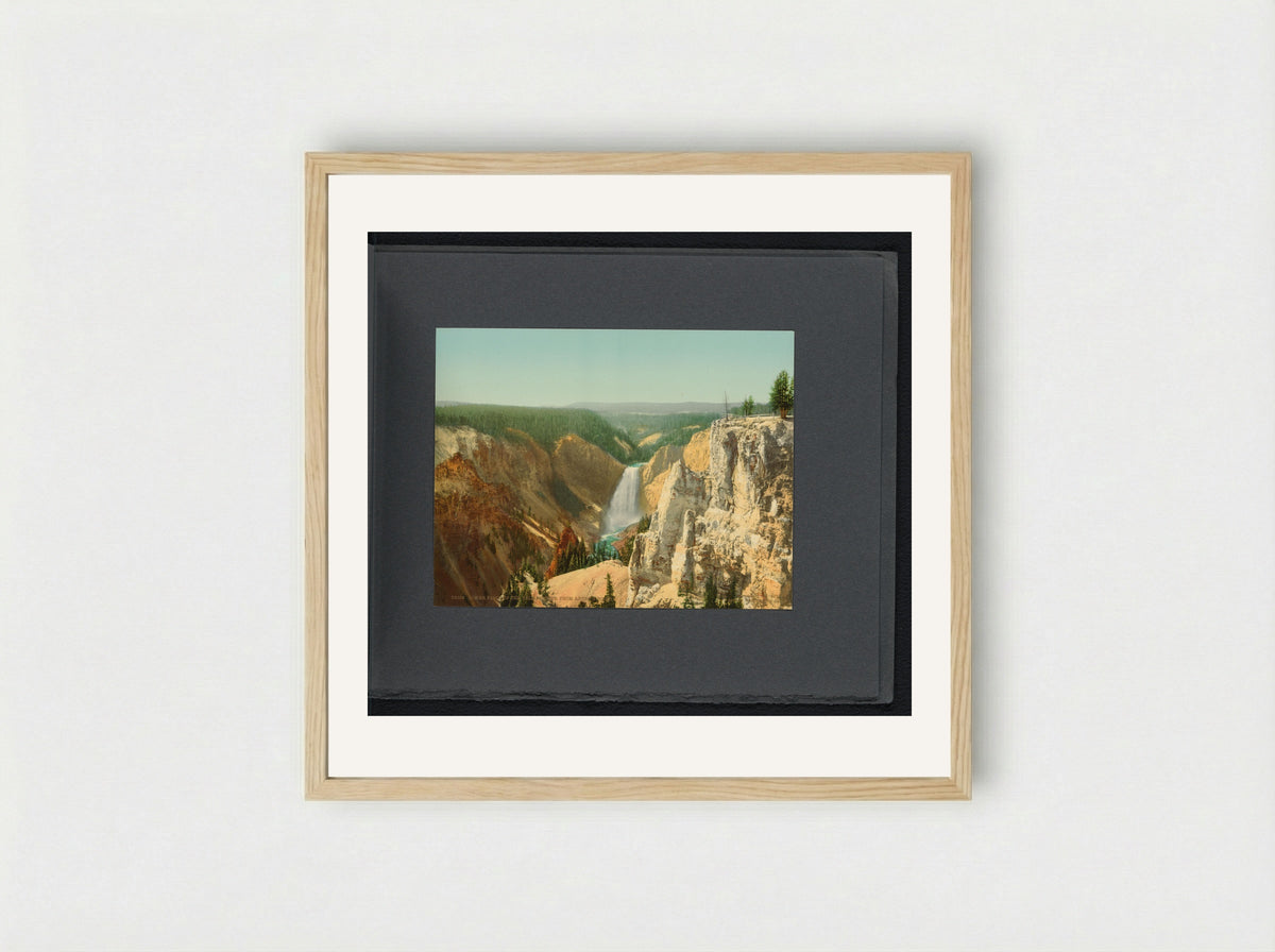 Lower Falls of the Yellowstone, from Artist Point - William Henry Jackson - Framed Print Wood