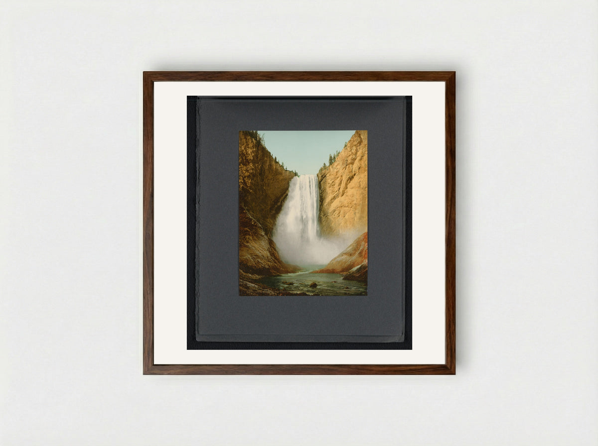 Lower Falls of the Yellowstone - William Henry Jackson - Framed Print Dark Wood