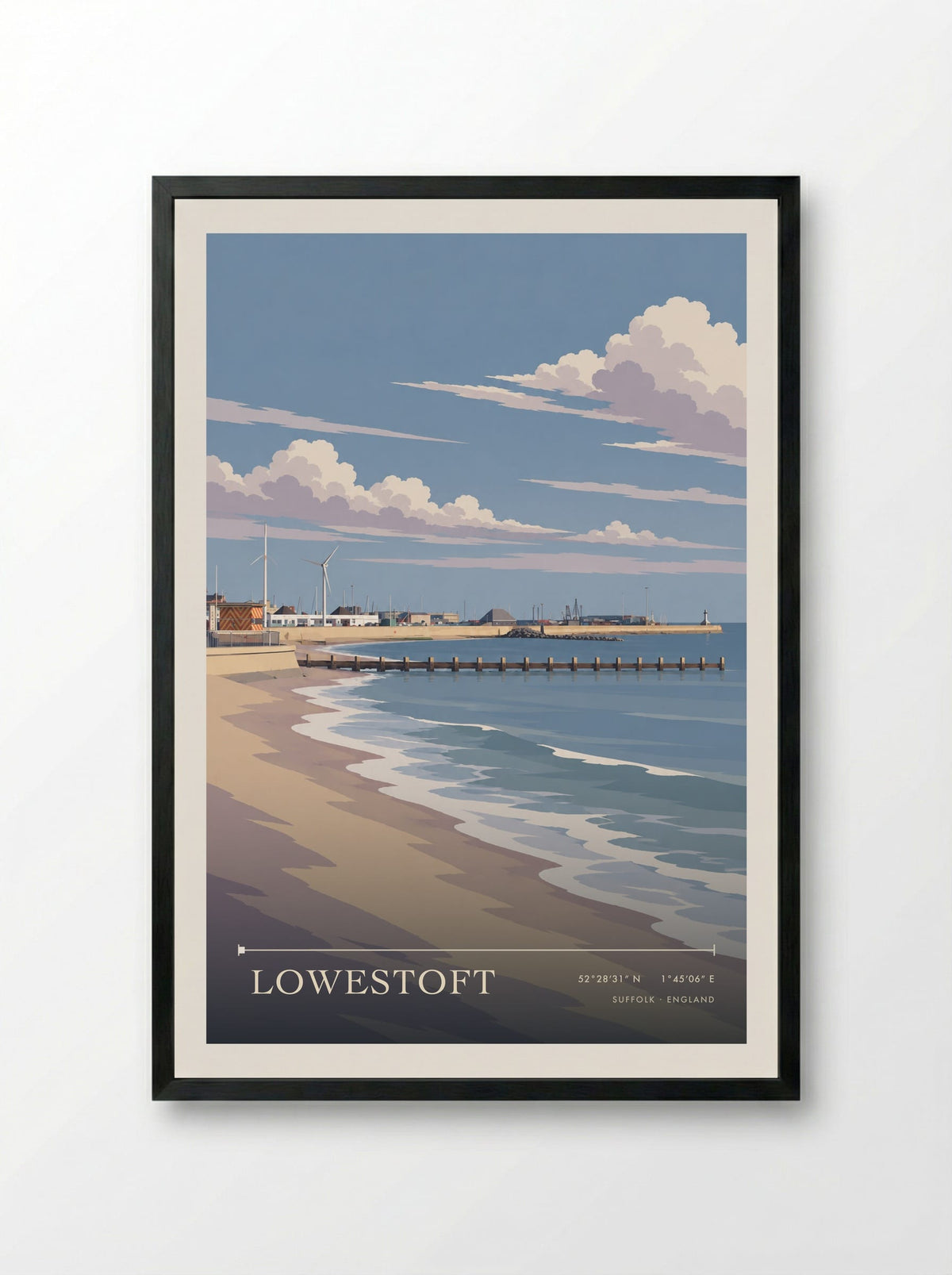 Lowestoft, Suffolk | Travel Poster - Framed Print Black