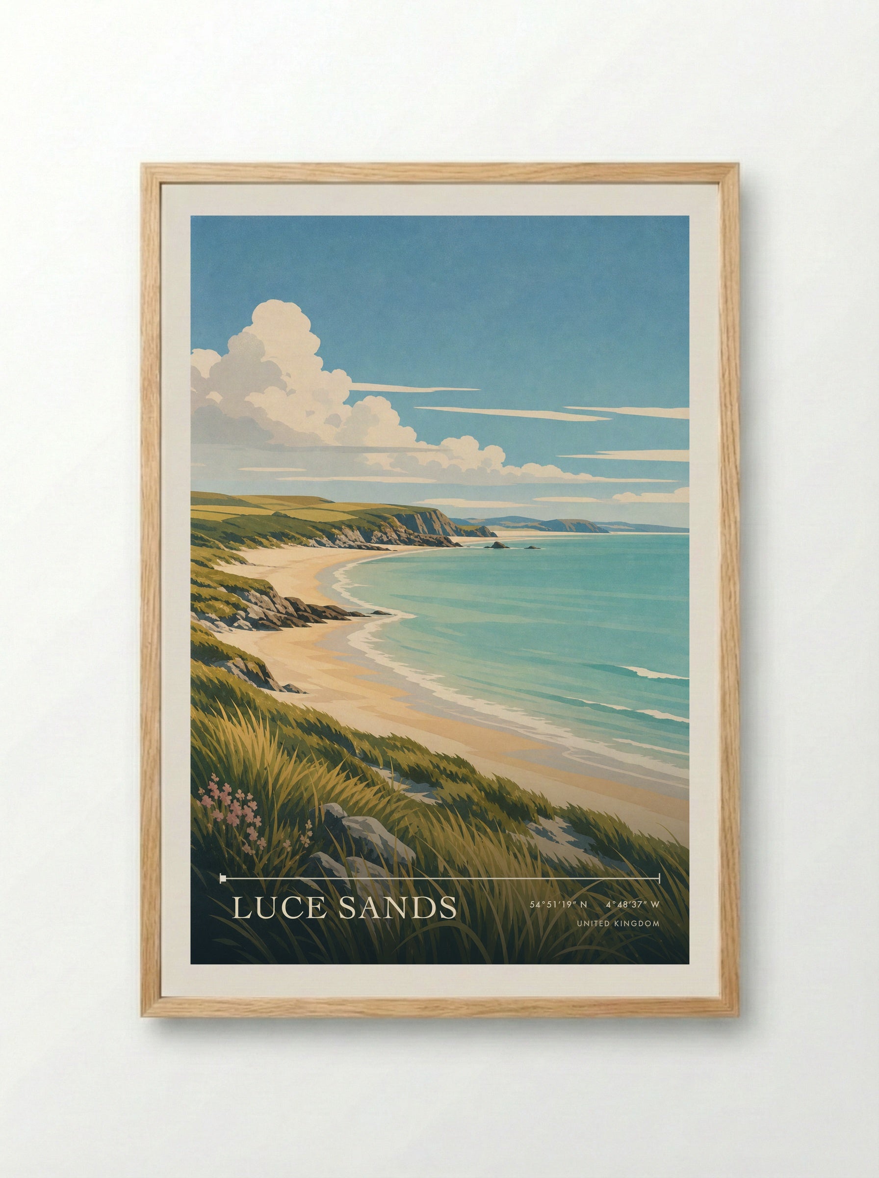 Luce Sands United Kingdom Travel Poster - Framed Print Wood