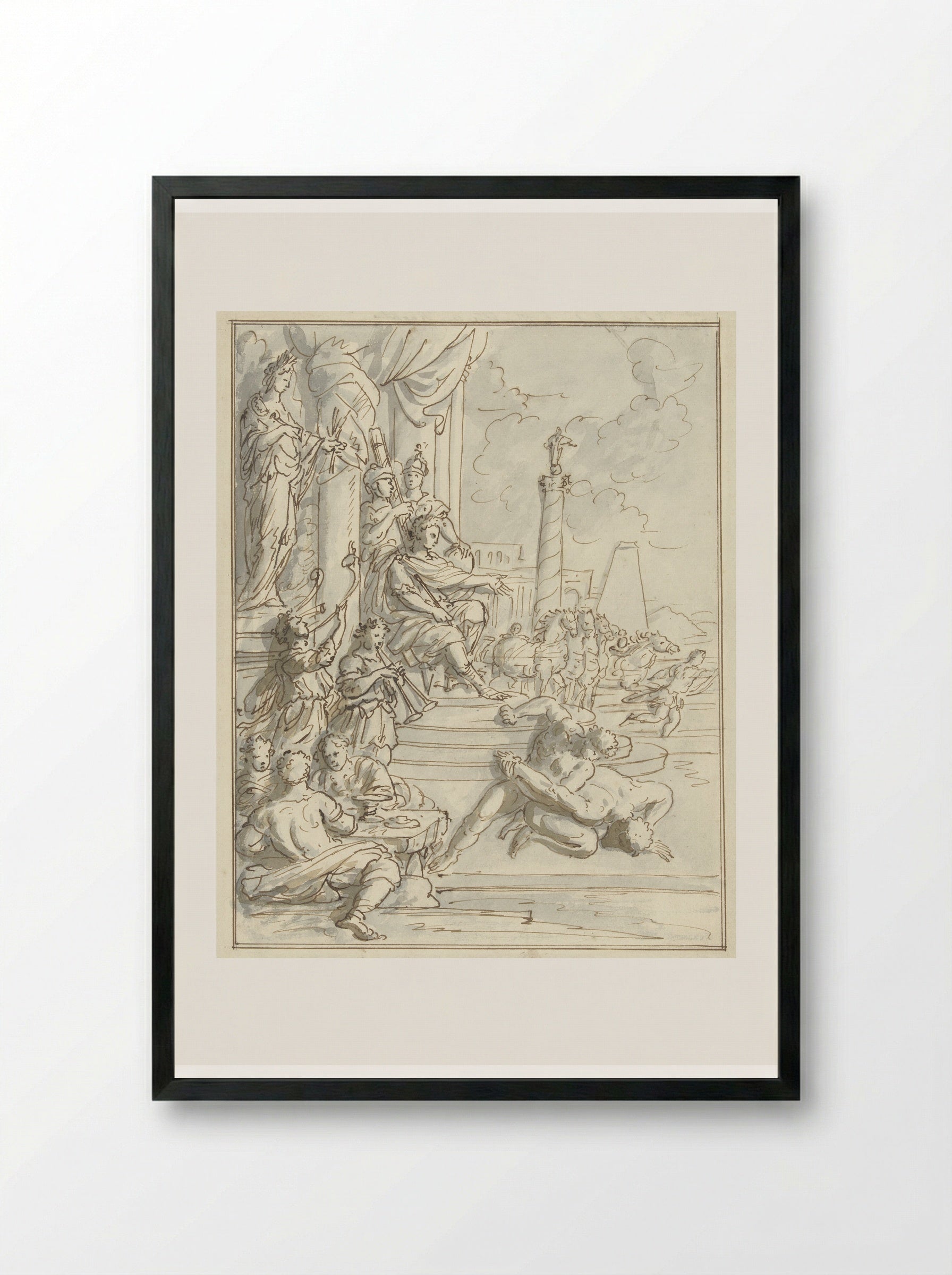 Lucius Aemilius Paullus Organising Games at Amphipolis - Elias van Nijmegen - Framed Print Black