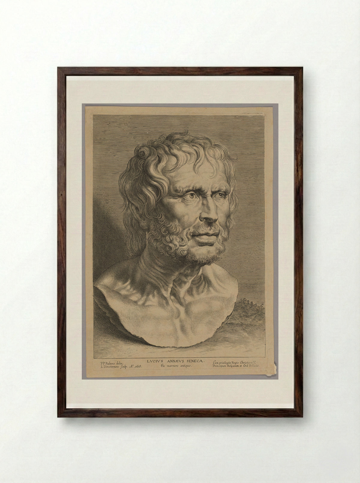 Lucius Annaeus Seneca - Lucas Vorsterman I - Framed Print Dark Wood