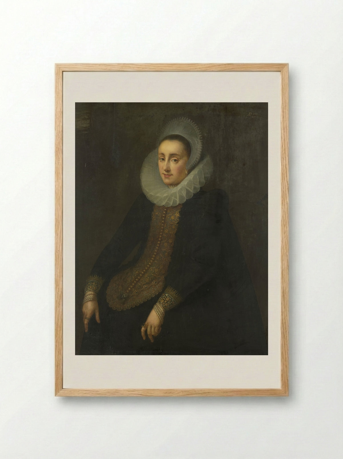 Lucretia del Prado, Wife of Jeremias Boudinois - Gortzius Geldorp - Framed Print Wood