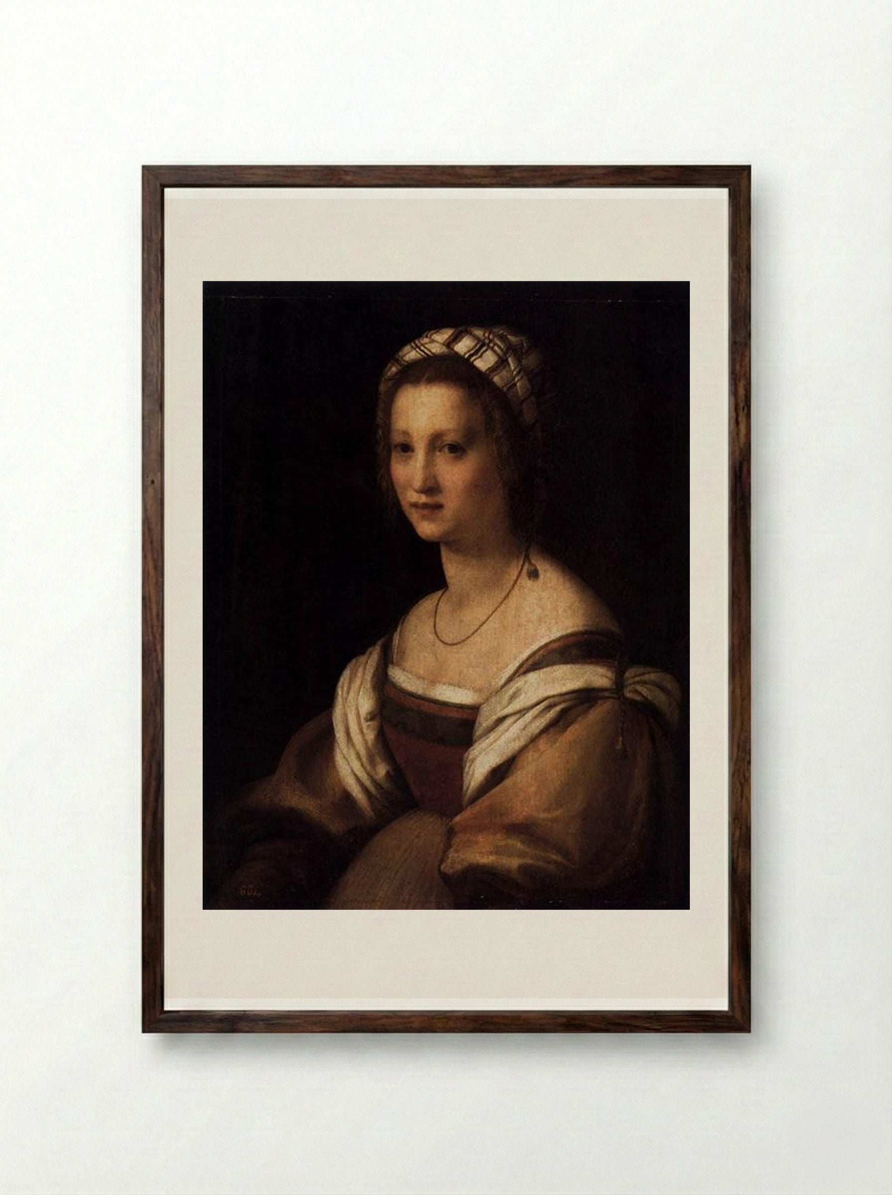 Lucrezia di Baccio del Fede, the Artist's Wife - Andrea del Sarto - Framed Print Dark Wood