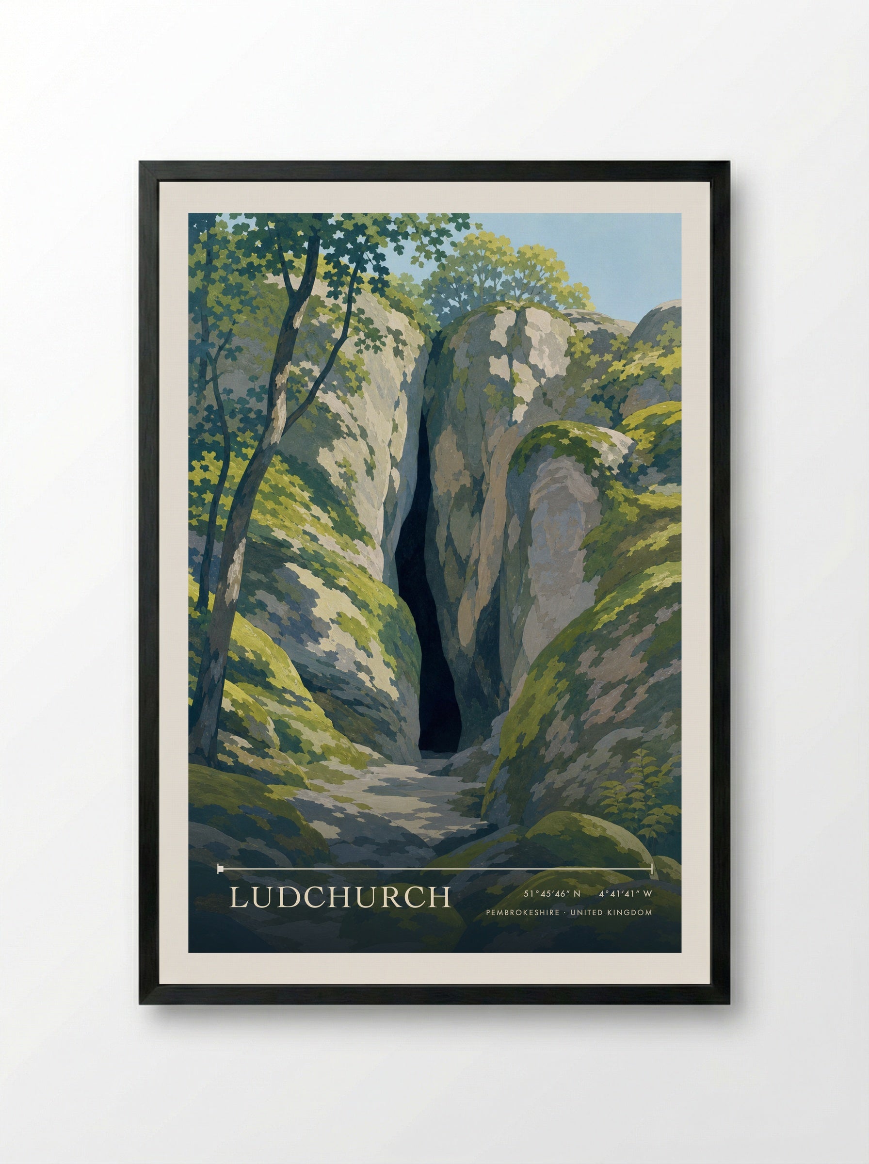 Ludchurch Pembrokeshire United Kingdom Travel Poster - Framed Print Black