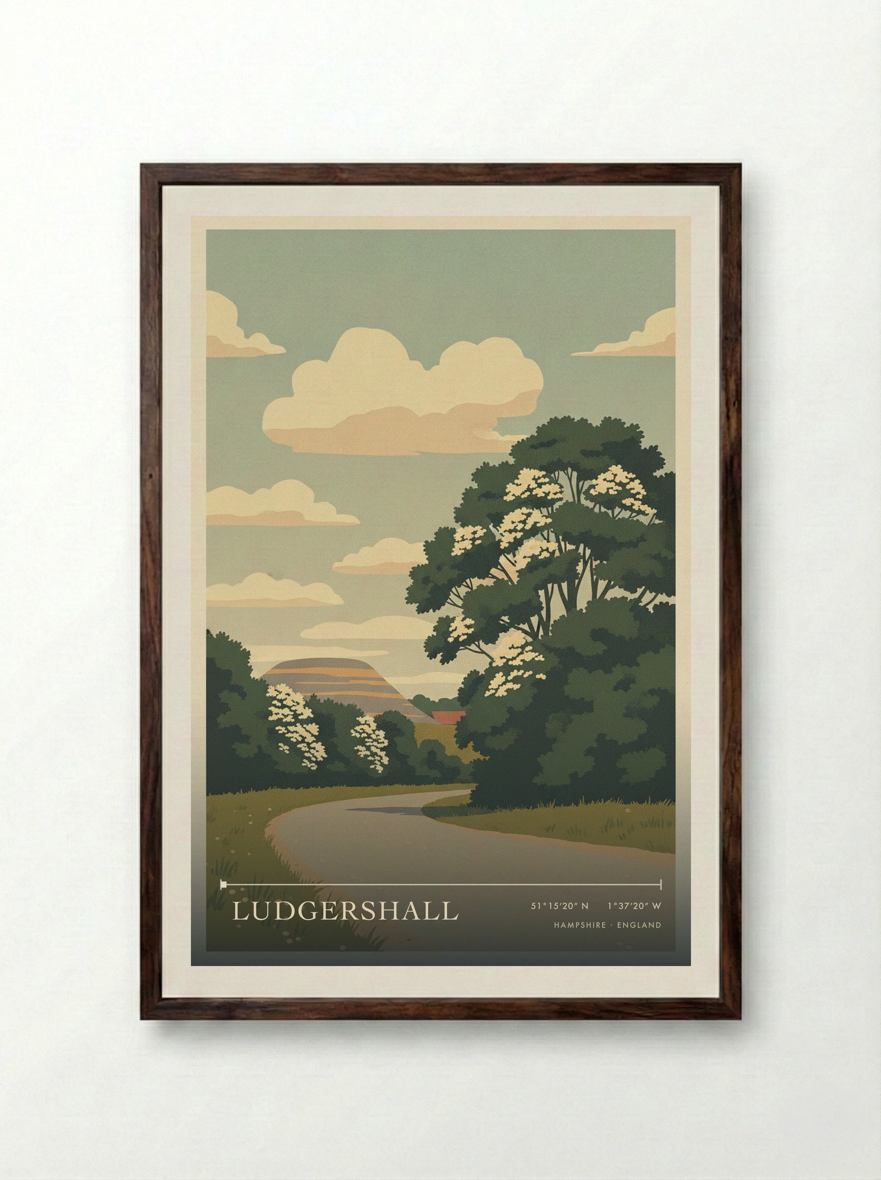 Ludgershall Hampshire England Travel Poster - Framed Print Dark Wood