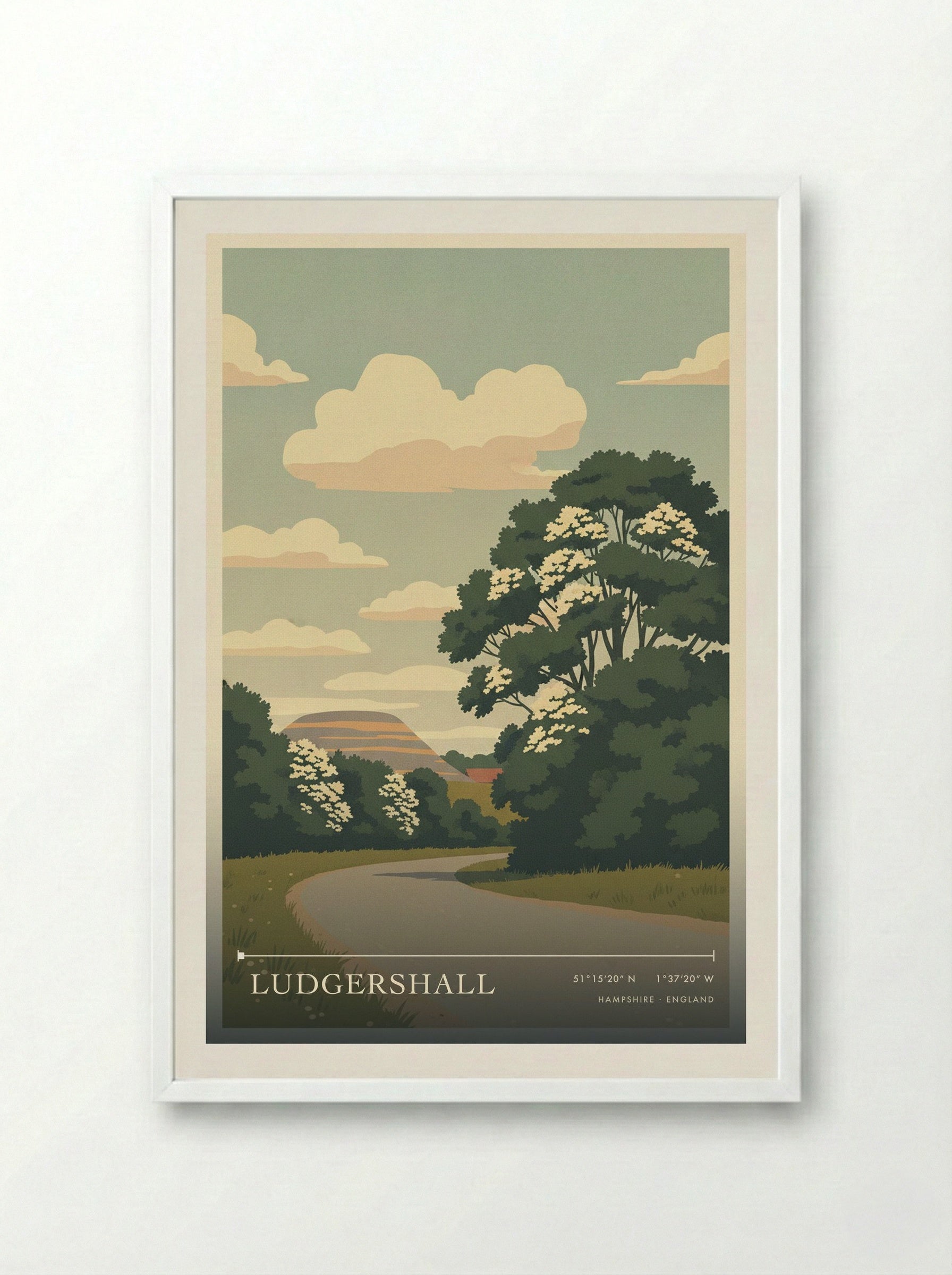 Ludgershall Hampshire England Travel Poster - Framed Print White