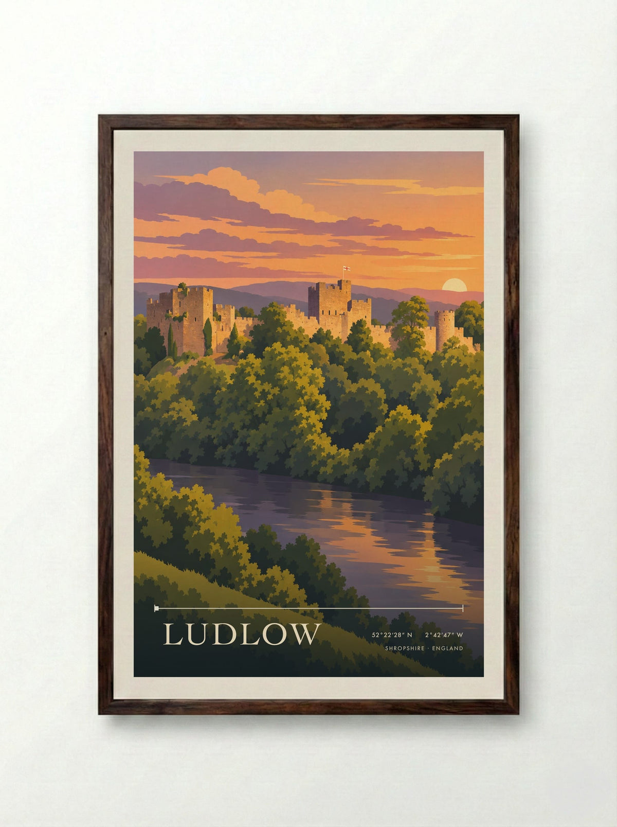 Ludlow, Shropshire | Travel Poster - Framed Print Dark Wood