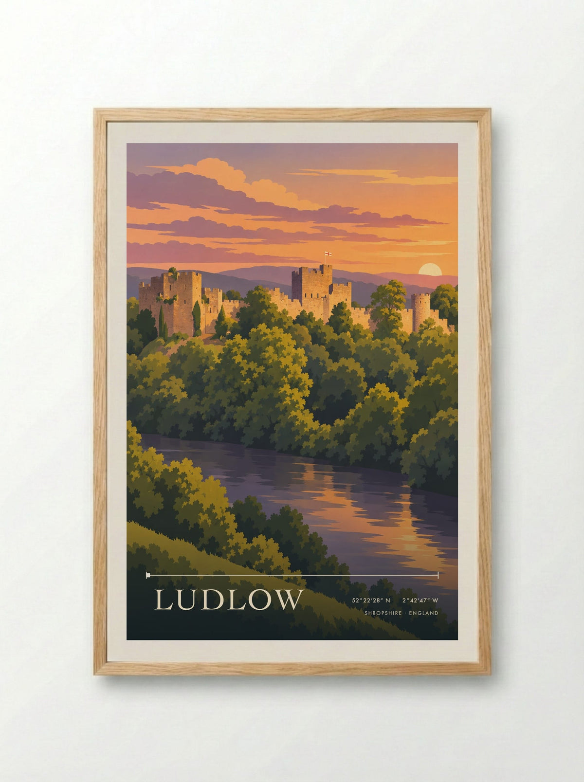 Ludlow, Shropshire | Travel Poster - Framed Print Wood