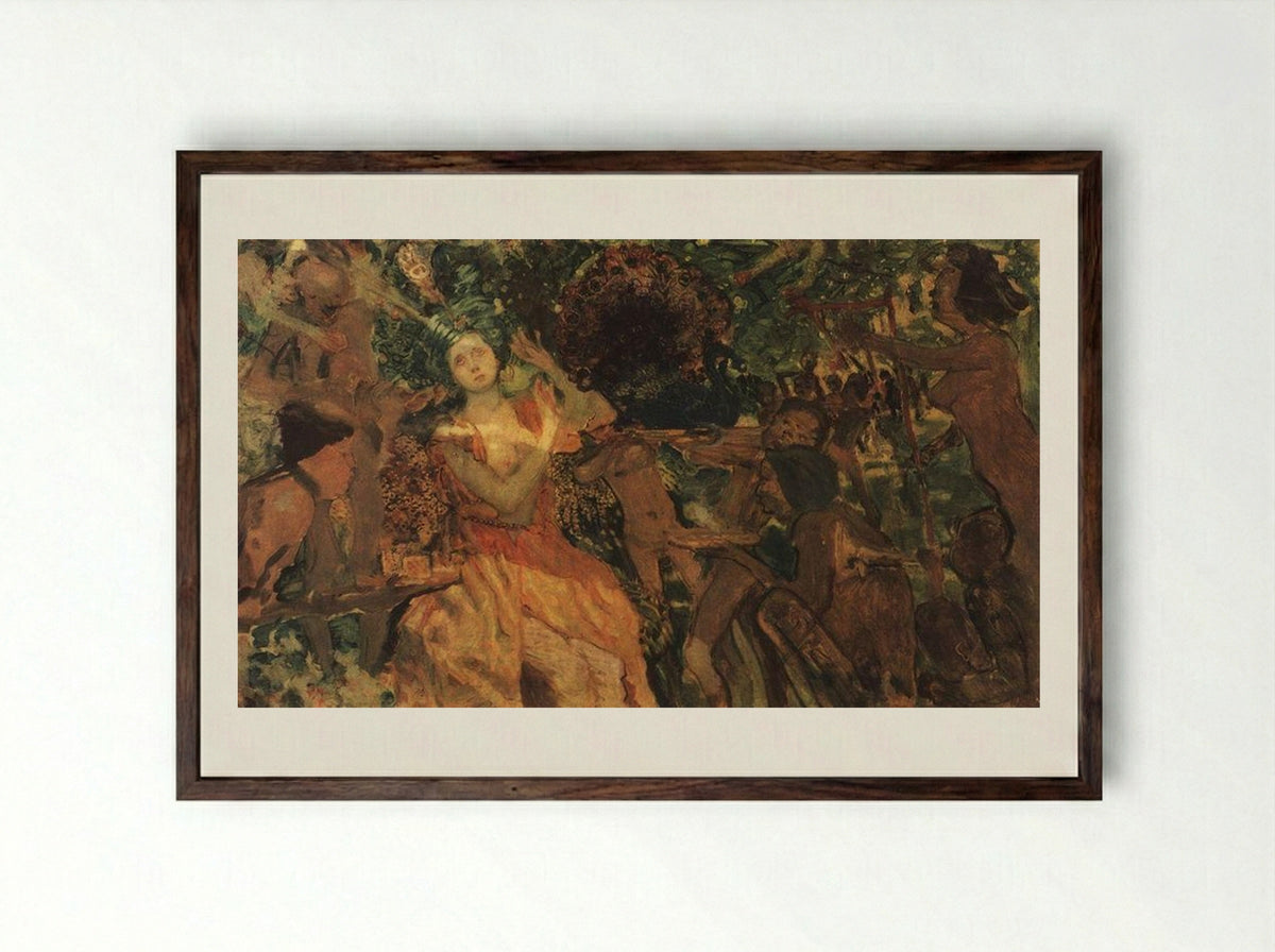 Ludmila in the Chernomor's Garden - Konstantin Somov - Framed Print Dark Wood