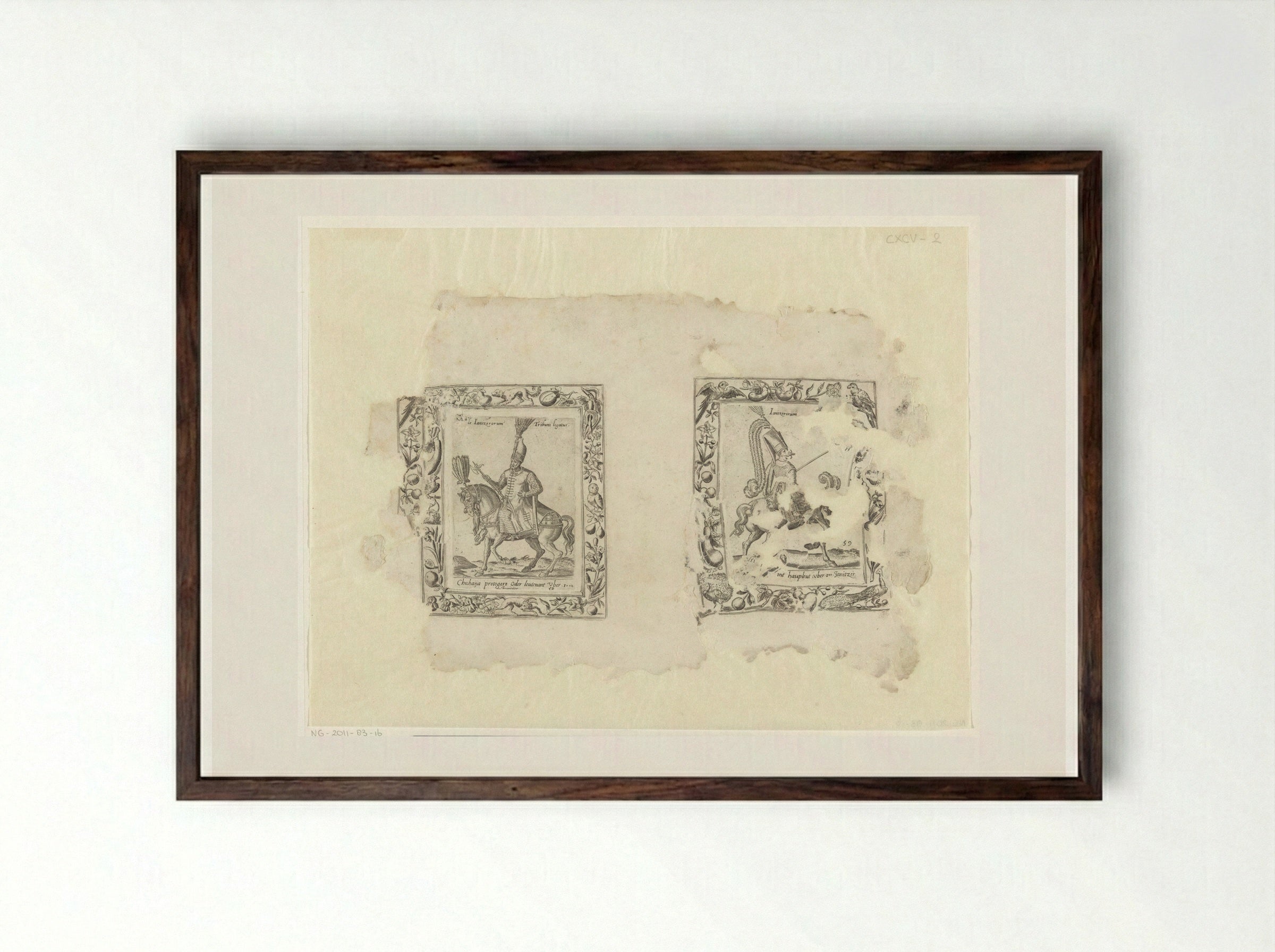 Luitenant en hoofdman van de Janitsaren - Abraham de Bruyn - Framed Print Dark Wood