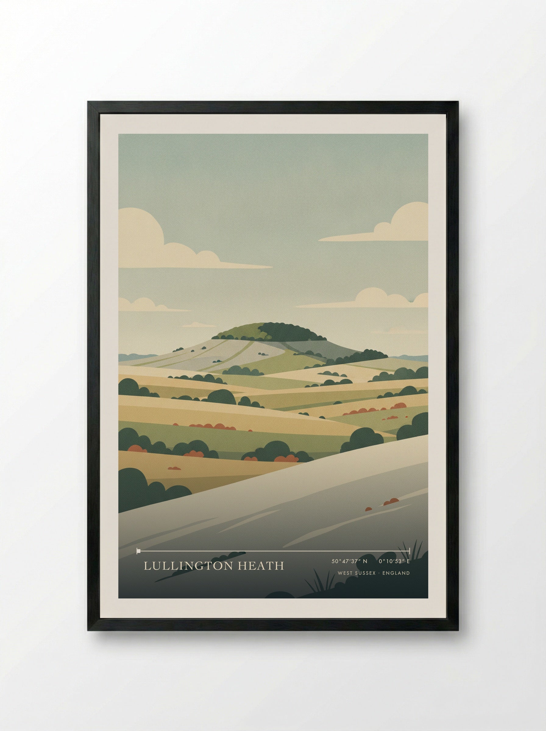 Lullington Heath West Sussex England Travel Poster - Framed Print Black