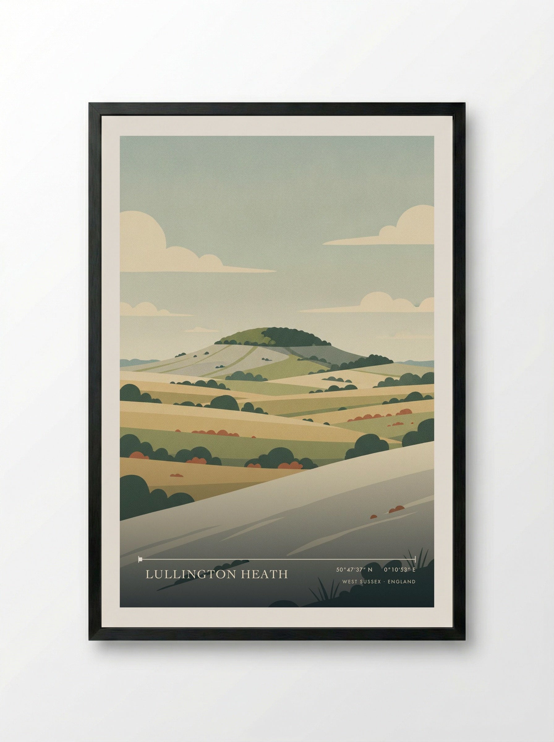 Lullington Heath West Sussex England Travel Poster - Framed Print Black
