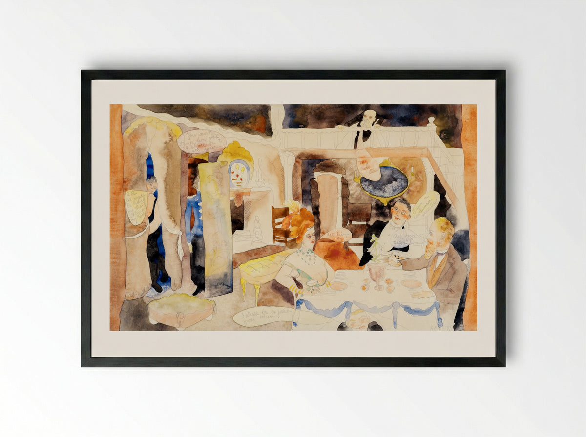 Lulu and Alva Schön at Lunch - Charles Demuth - Framed Print Black