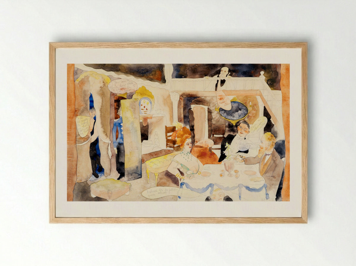 Lulu and Alva Schön at Lunch - Charles Demuth - Framed Print Wood