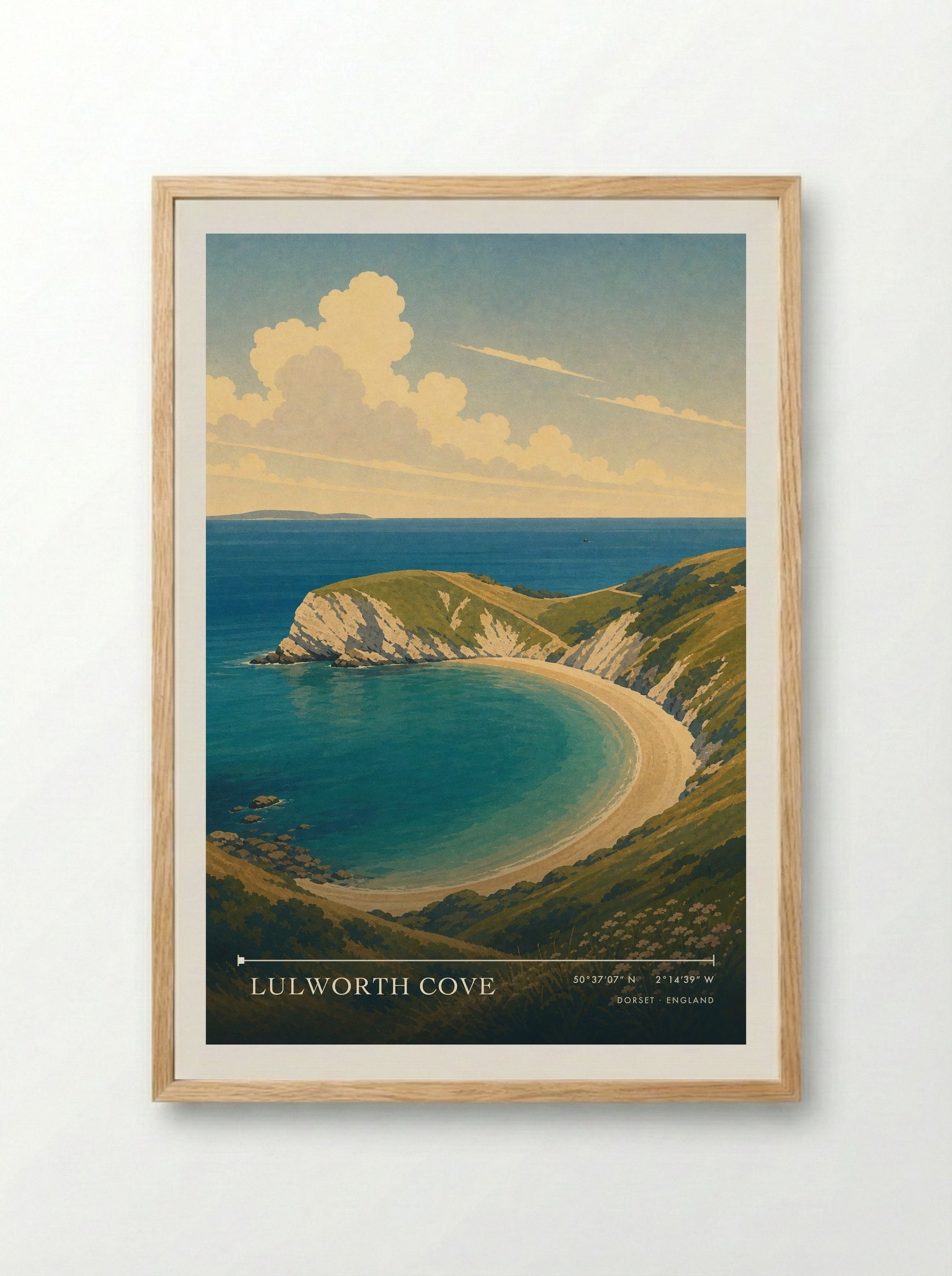 Lulworth Cove Dorset England Travel Poster - Framed Print Wood