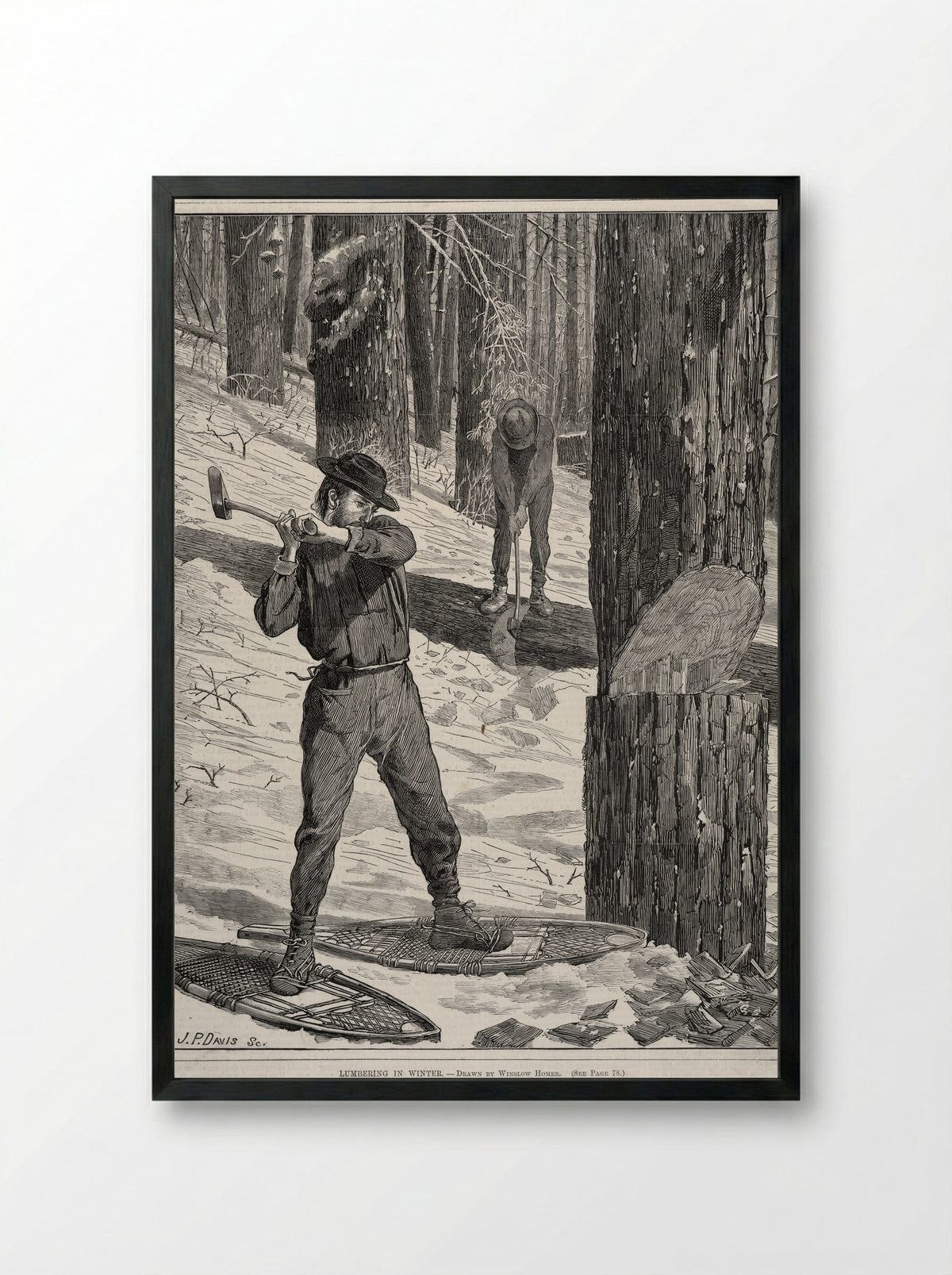 Lumbering in Winter - Winslow Homer - Framed Print Black