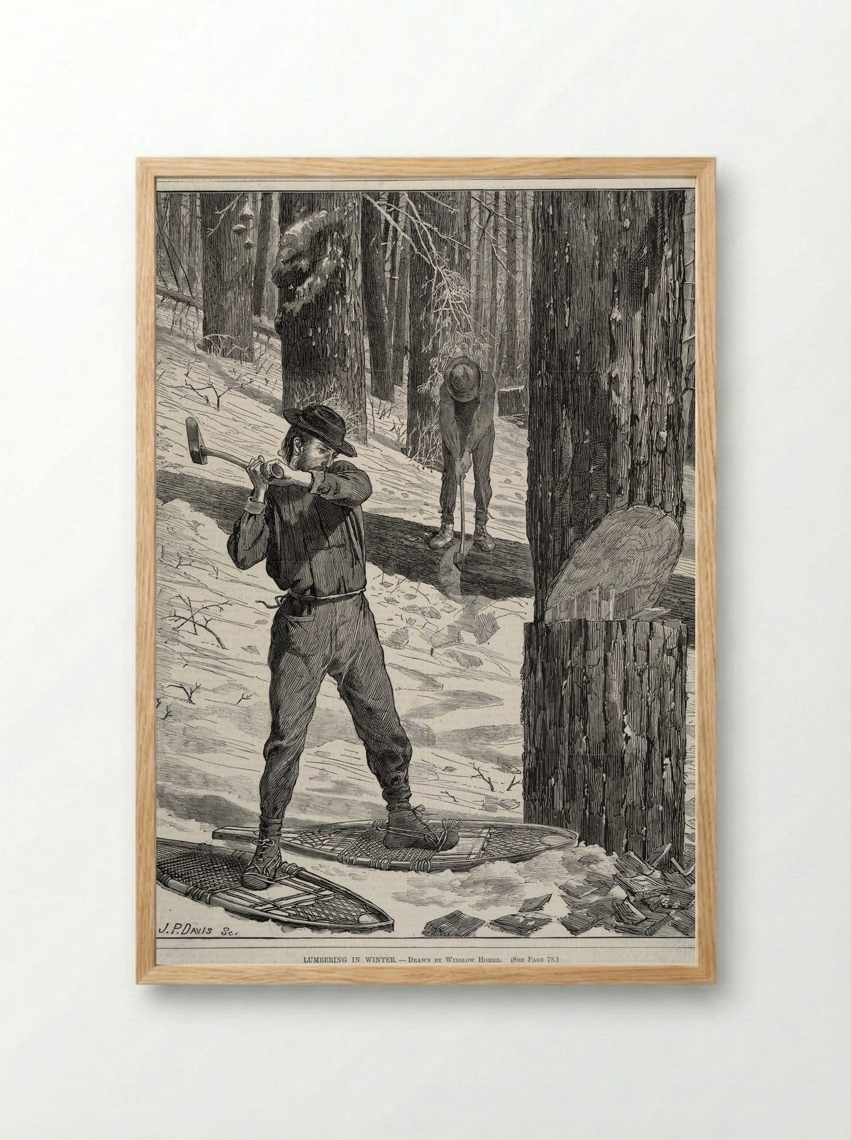 Lumbering in Winter - Winslow Homer - Framed Print Wood