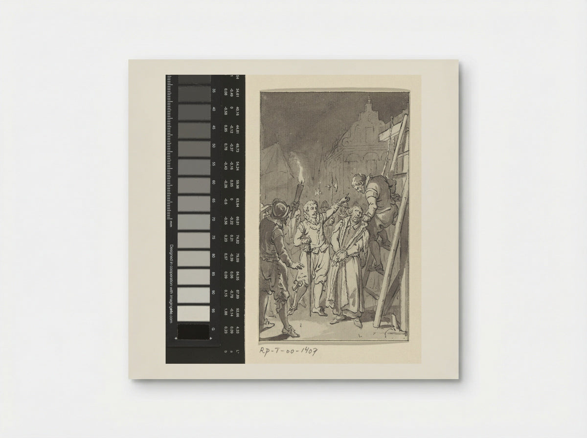 Lumey laat pater C. Musius te Leiden ophangen, december 1572 - Jacobus Buys - Poster