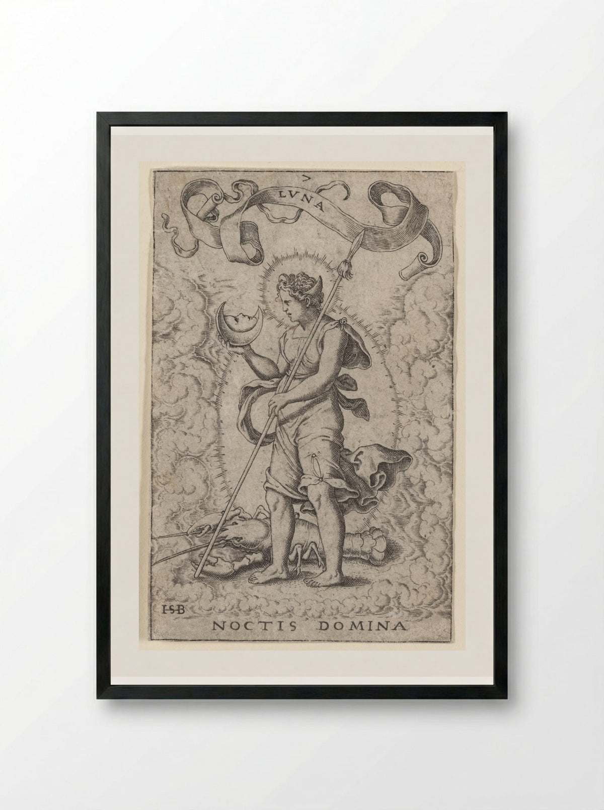 Luna (Noctis Domina) - Theodor de Bry - Framed Print Black