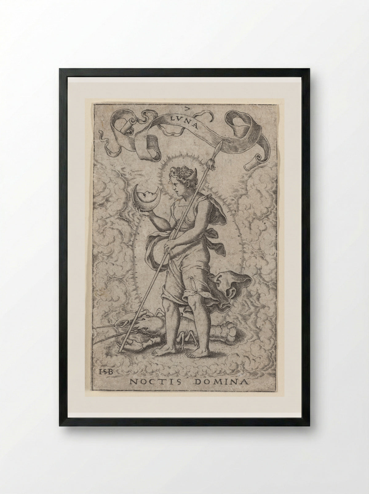 Luna (Noctis Domina) - Theodor de Bry - Framed Print Black