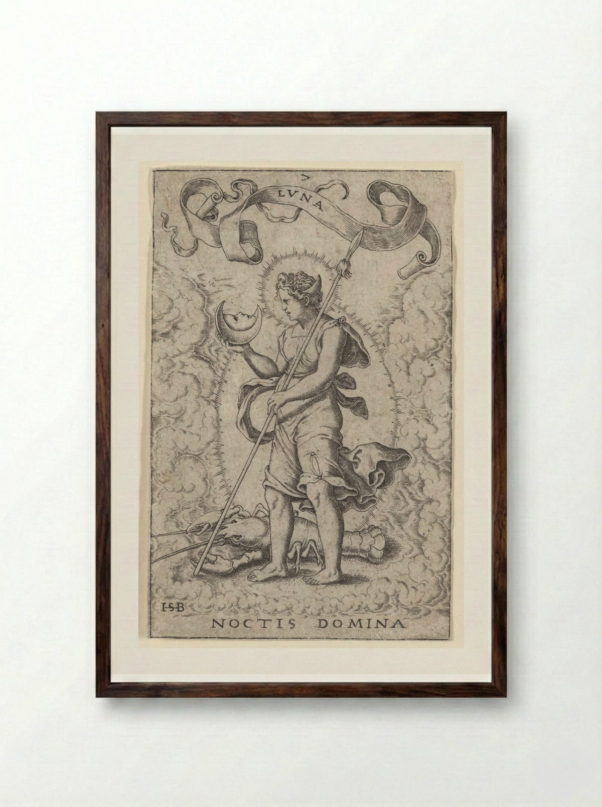 Luna (Noctis Domina) - Theodor de Bry - Framed Print Dark Wood