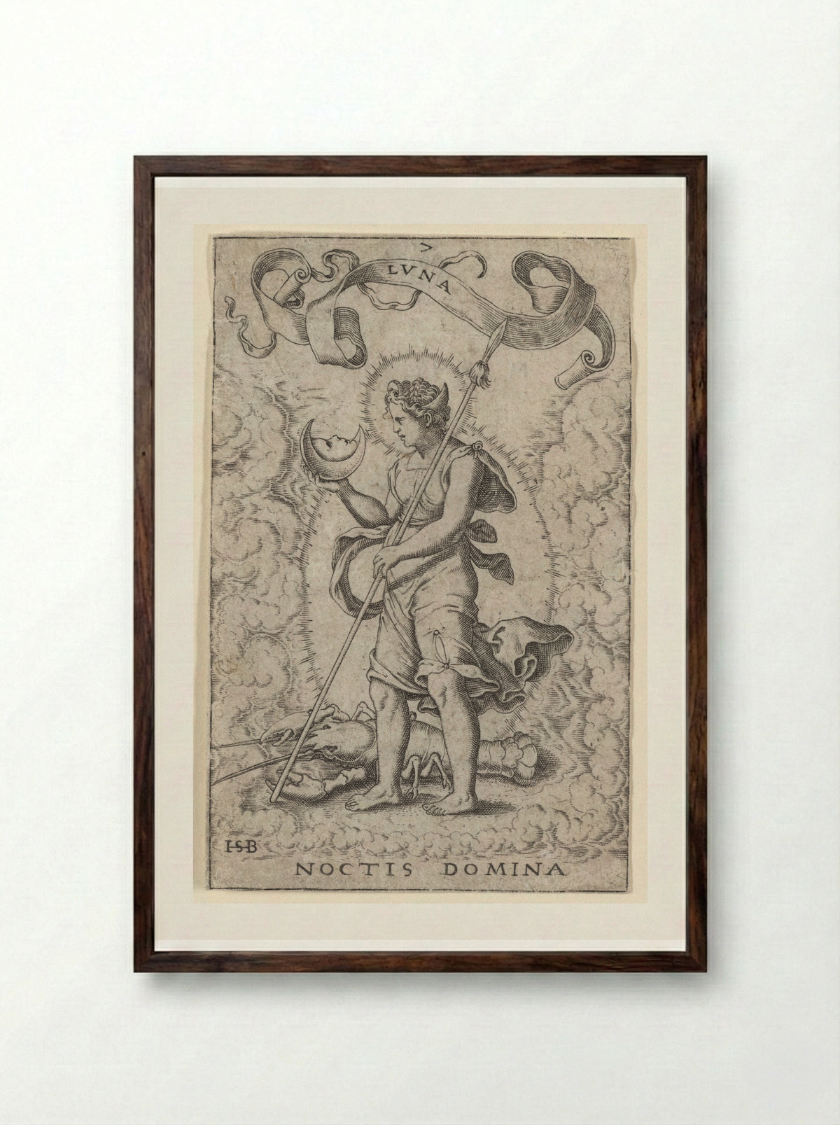Luna (Noctis Domina) - Theodor de Bry - Framed Print Dark Wood