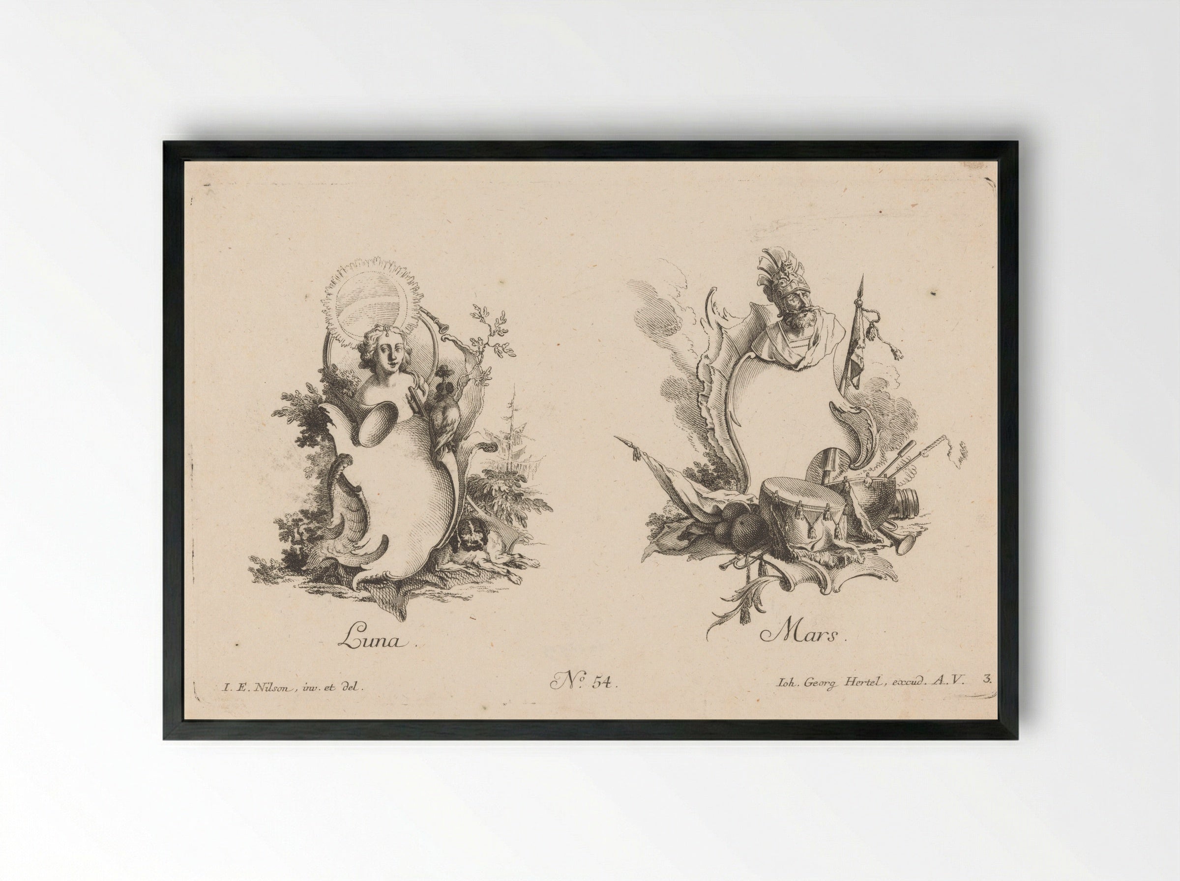 Luna and Mars - Jakob Wangner - Framed Print Black