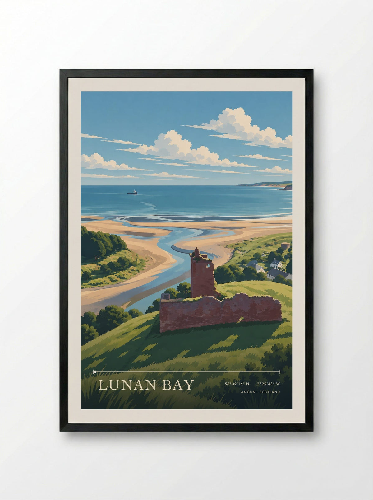 Lunan Bay, Angus | Travel Poster - Framed Print Black