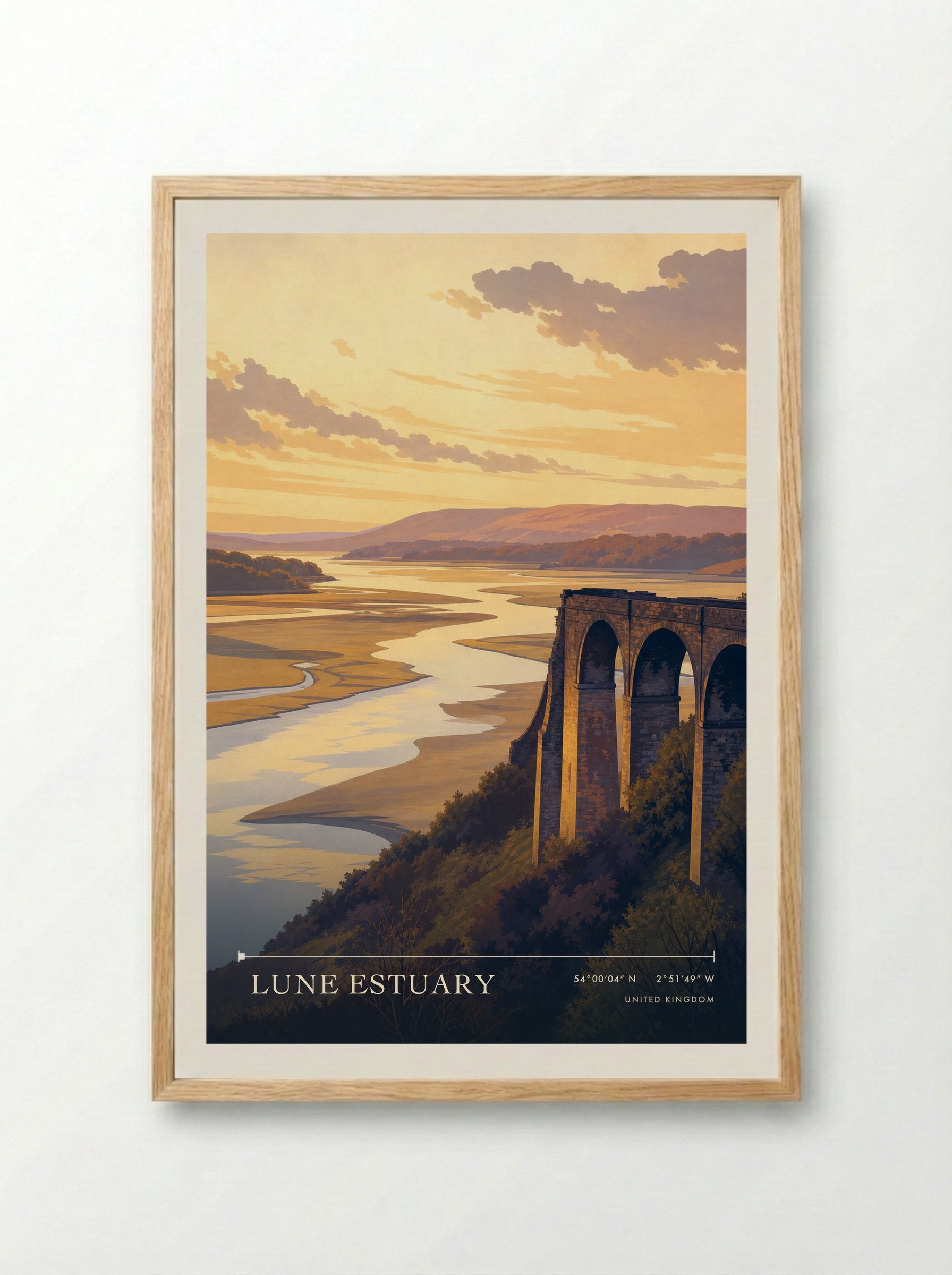 Lune Estuary United Kingdom Travel Poster - Framed Print Wood