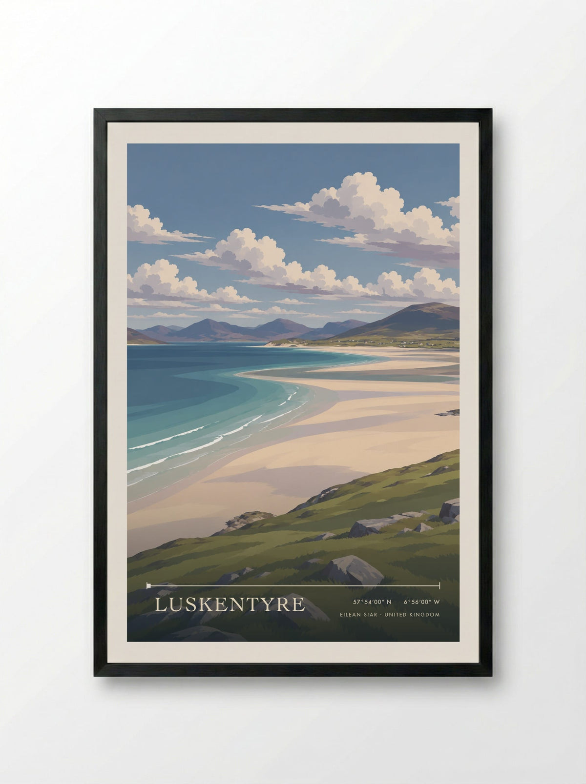Luskentyre, Eilean Siar | Travel Poster - Framed Print Black