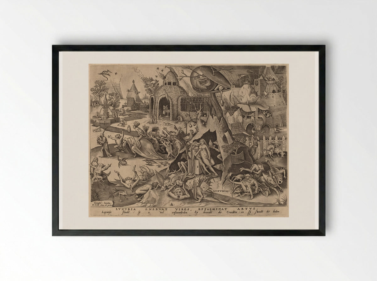 Lust (Luxuria) - Pieter Bruegel the Elder - Framed Print Black