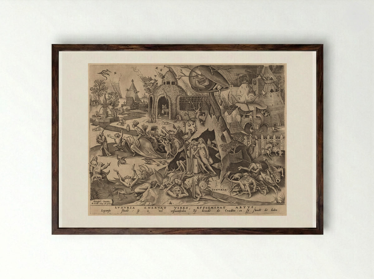 Lust (Luxuria) - Pieter Bruegel the Elder - Framed Print Dark Wood