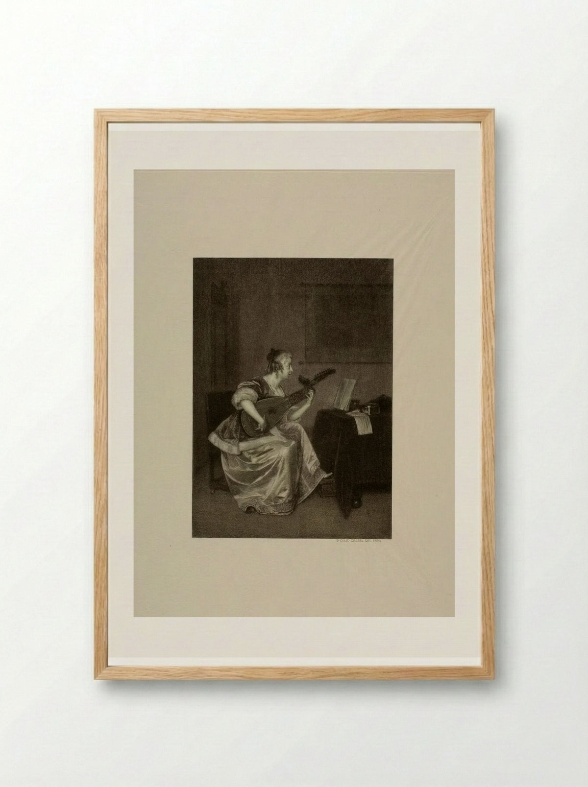 Lute-player (After Frans van Mieris the Elder) - Timothy Cole - Framed Print Wood