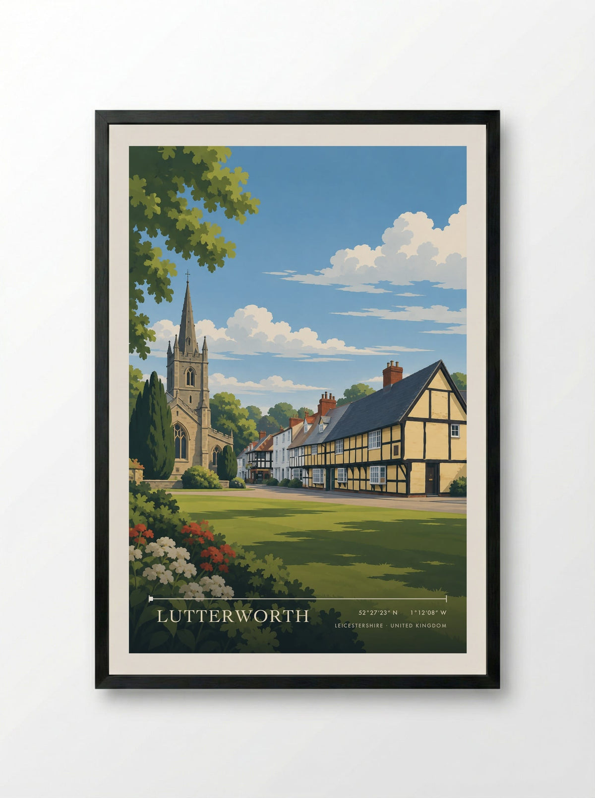 Lutterworth, Leicestershire | Travel Poster - Framed Print Black