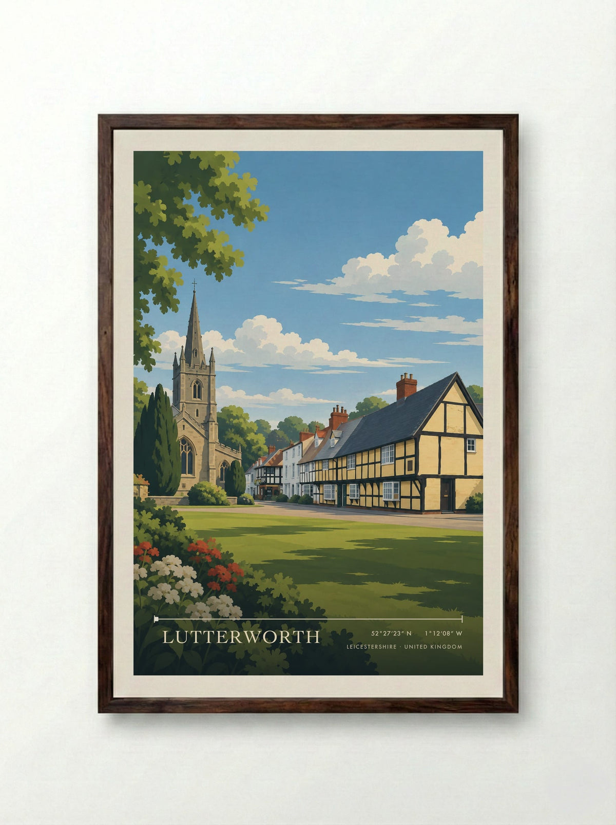 Lutterworth, Leicestershire | Travel Poster - Framed Print Dark Wood