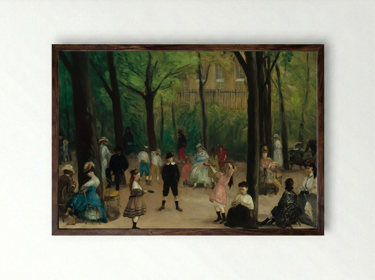 Luxembourg Gardens - William James Glackens - Framed Print Dark Wood