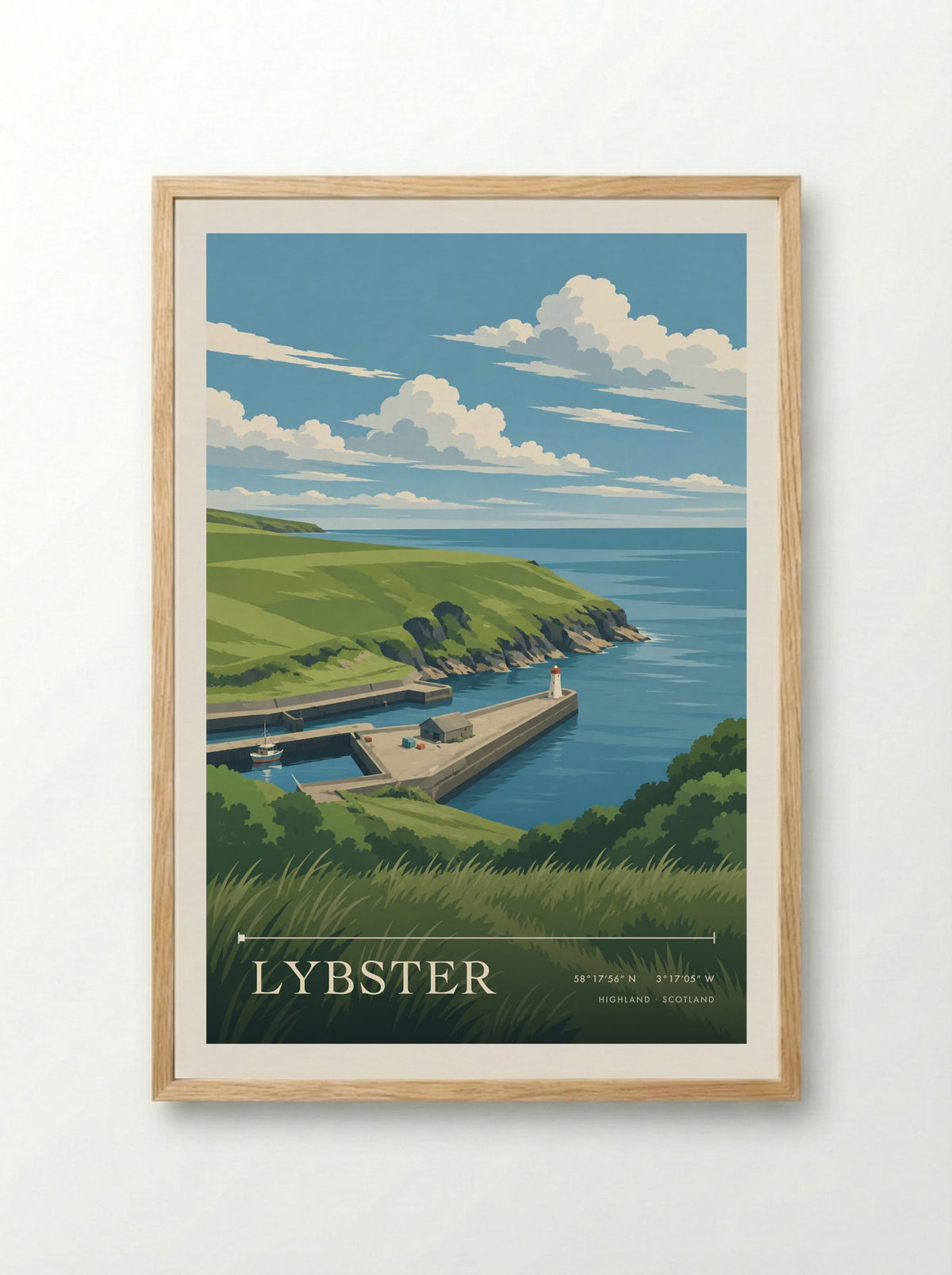 Lybster, Highland | Travel Poster - Framed Print Wood