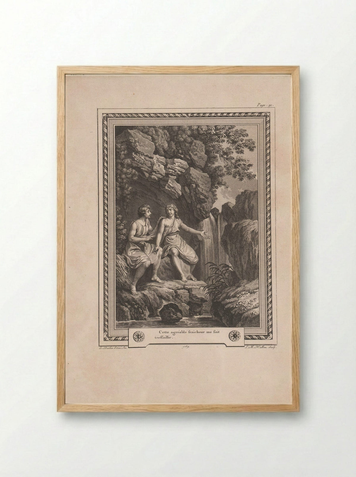 Lycidas en Myrson - Jean Jacques François Le Barbier - Framed Print Wood