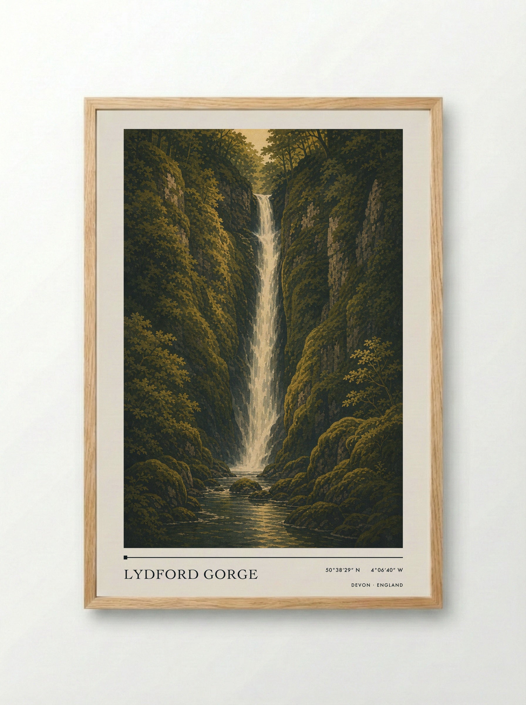 Lydford Gorge Devon England Travel Poster - Framed Print Wood